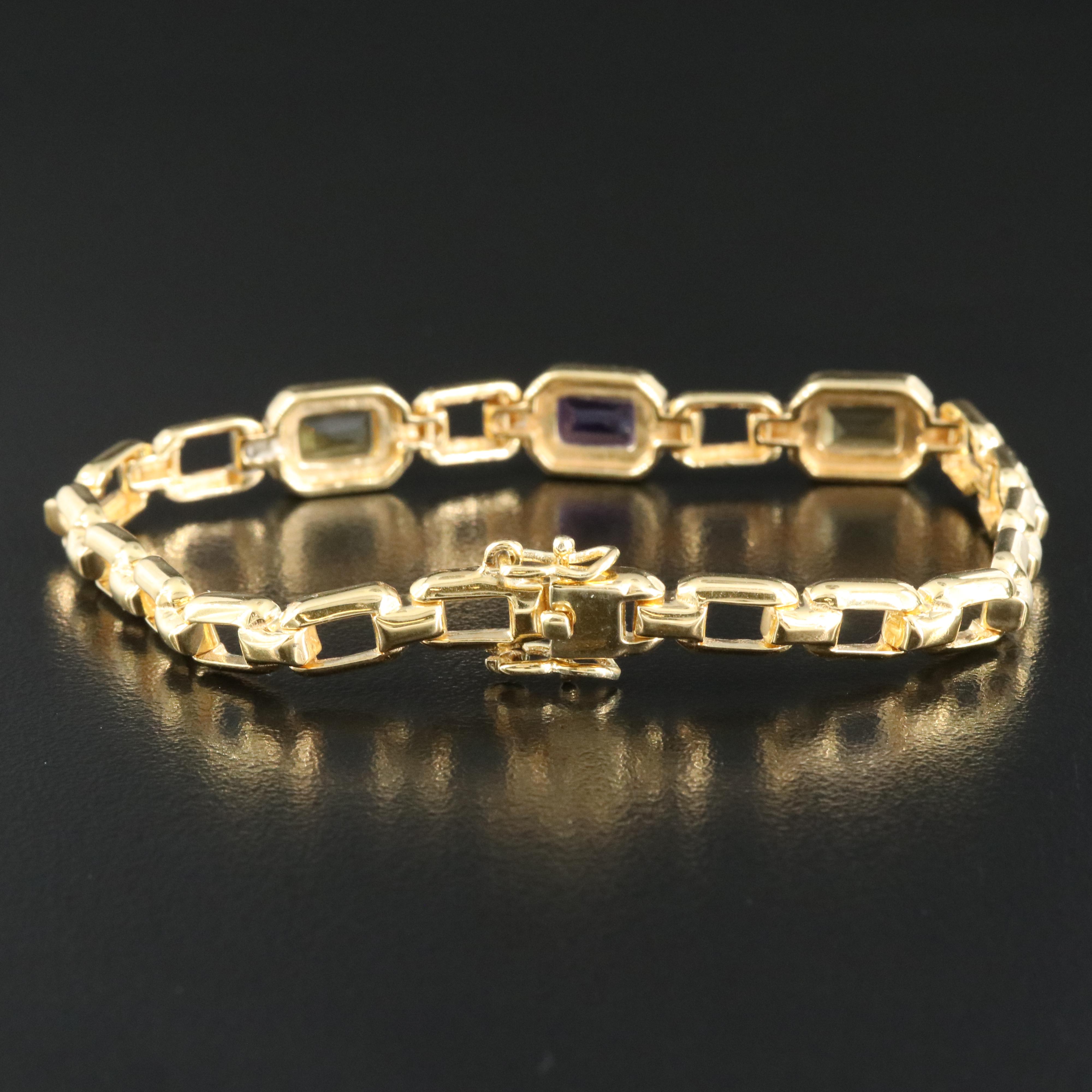 Sterling Amethyst and Glass Bracelet