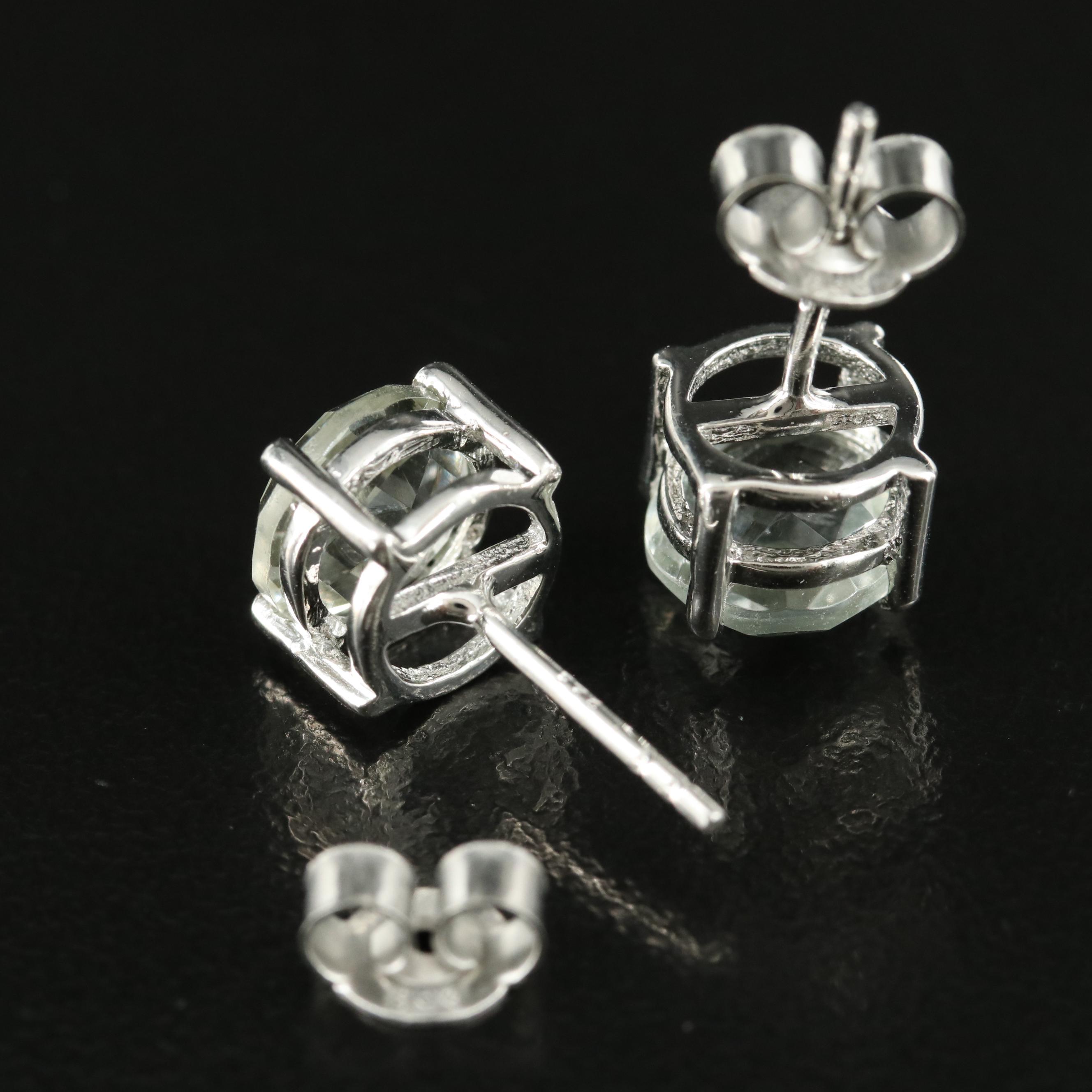 Sterling Prasiolite Stud Earrings