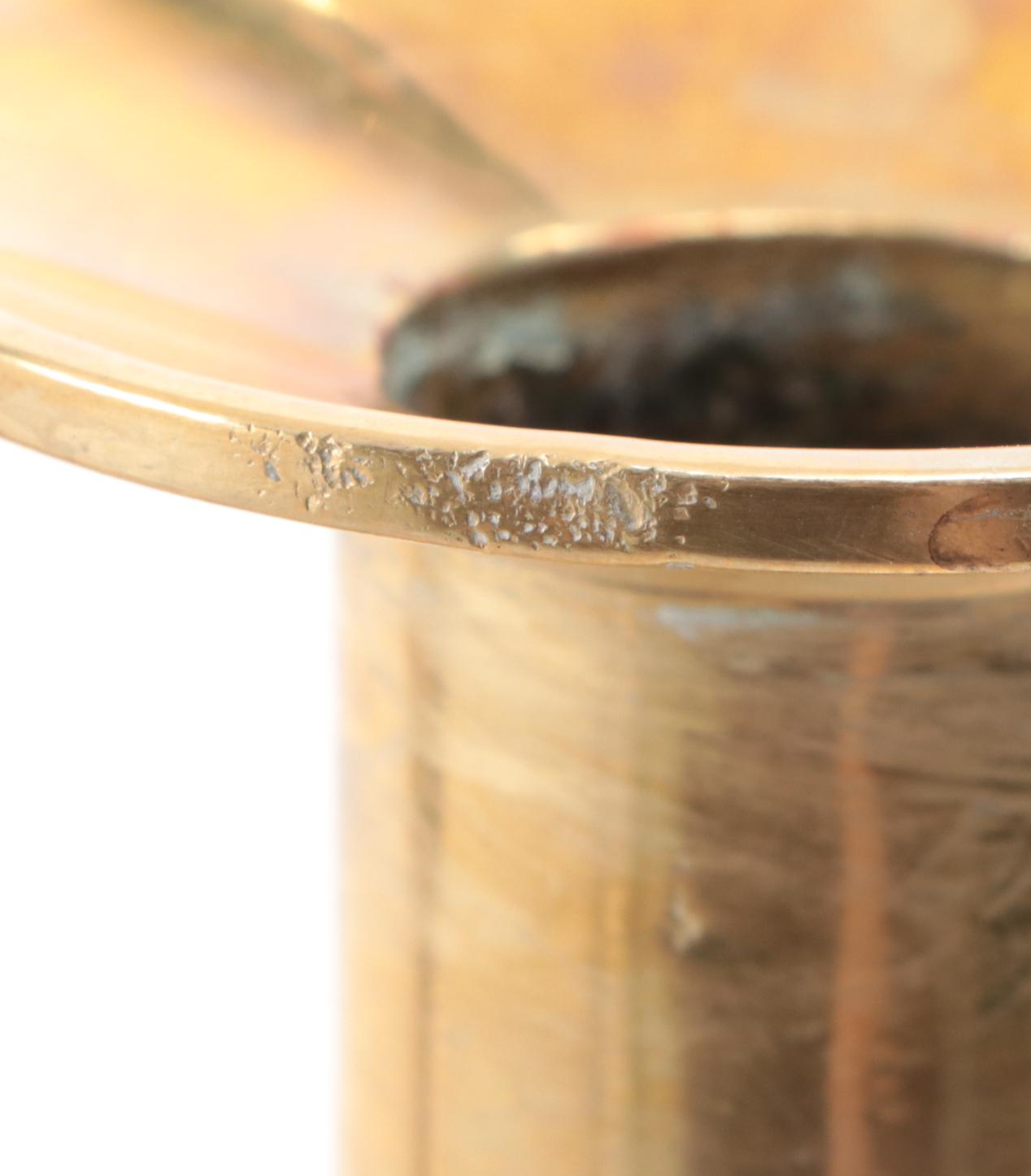 Pair of English Brass Beehive and Diamond Candlesticks, Late 19th Century