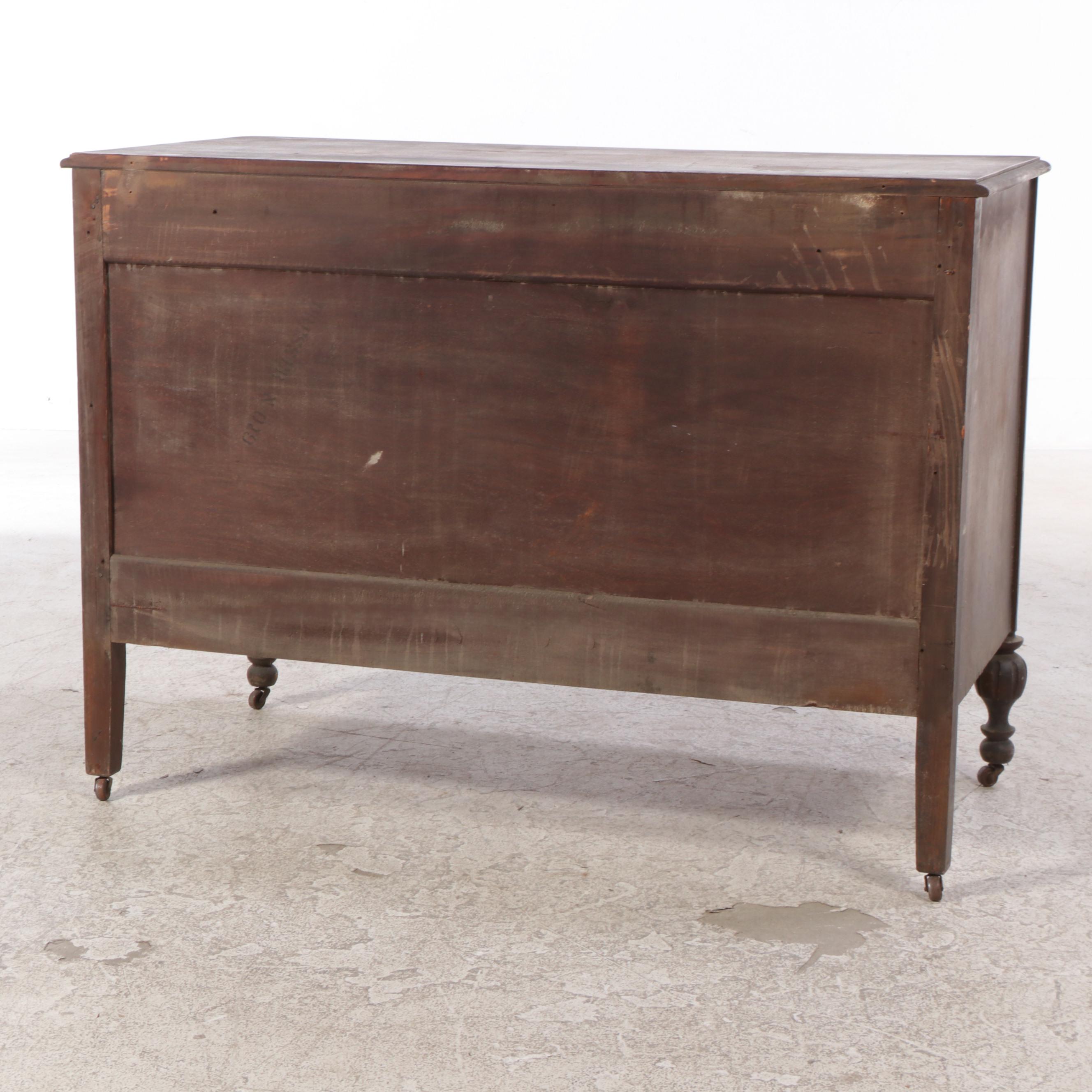 Louis XVI Style Walnut Dresser with Mirror, 1930s