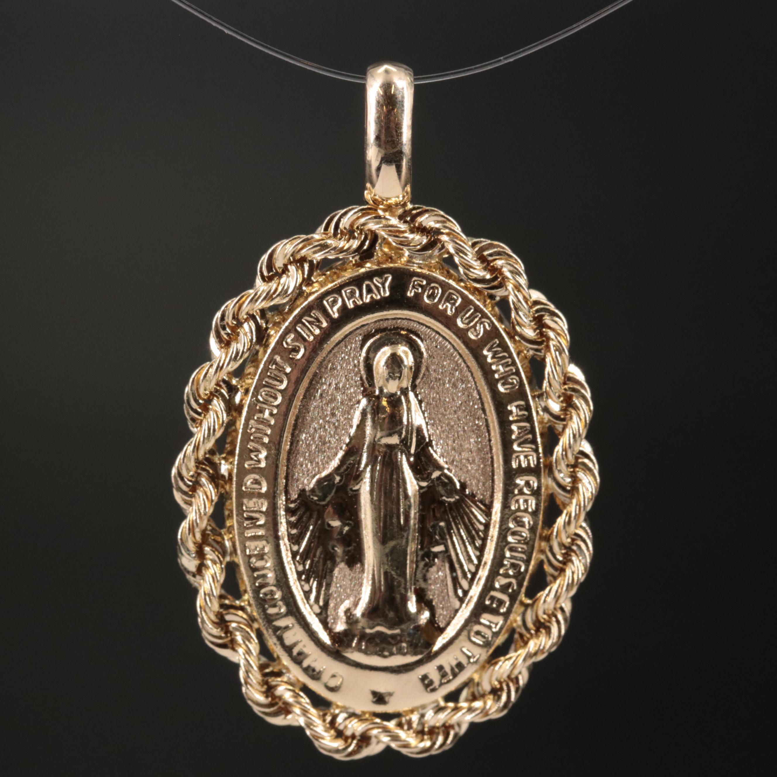 10K Miraculous Medal of Our Lady of Grace Pendant