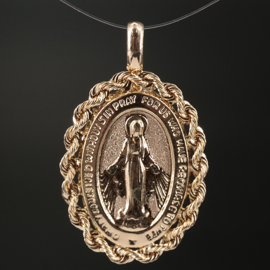 10K Miraculous Medal of Our Lady of Grace Pendant