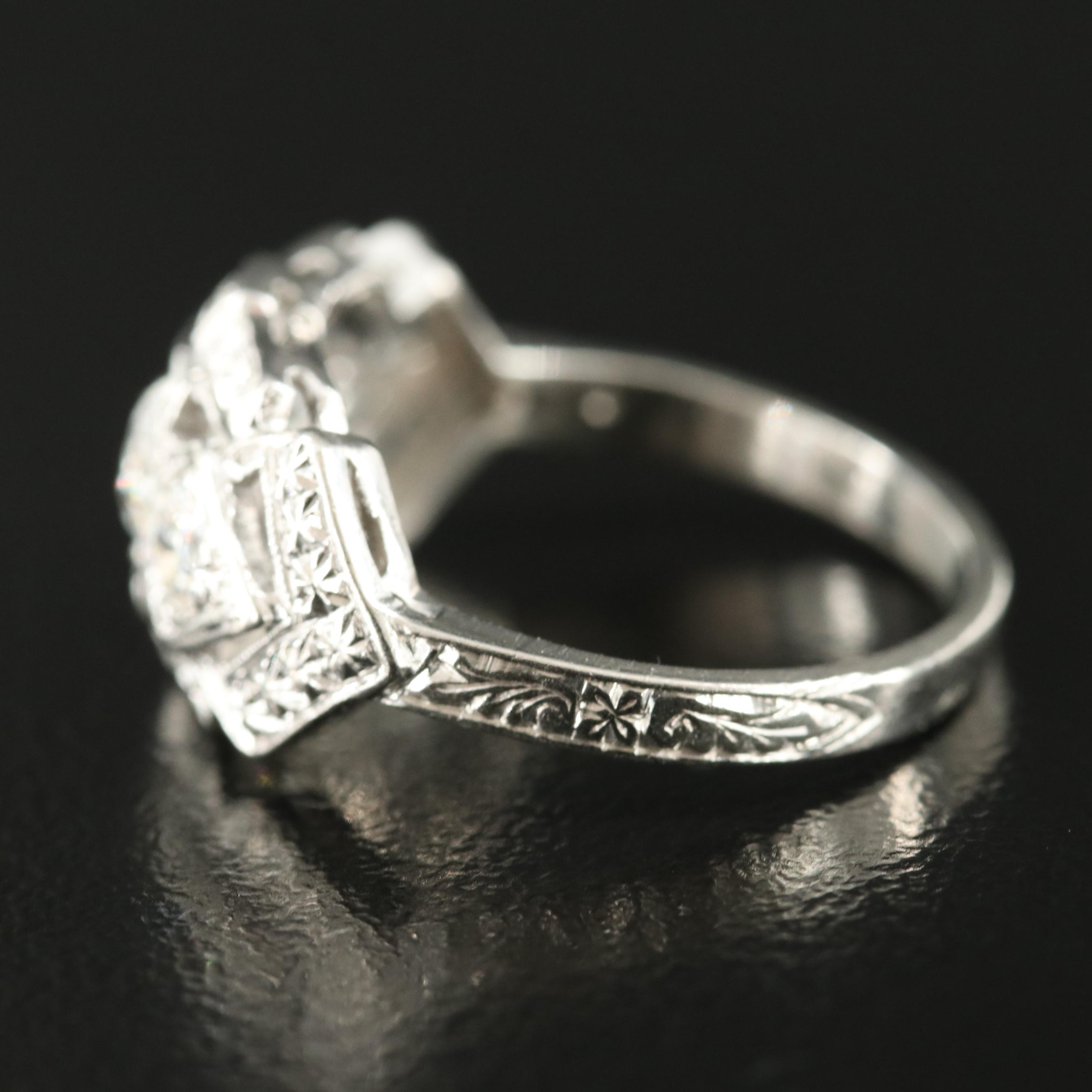 Art Deco Platinum 0.78 CTW Diamond Ring