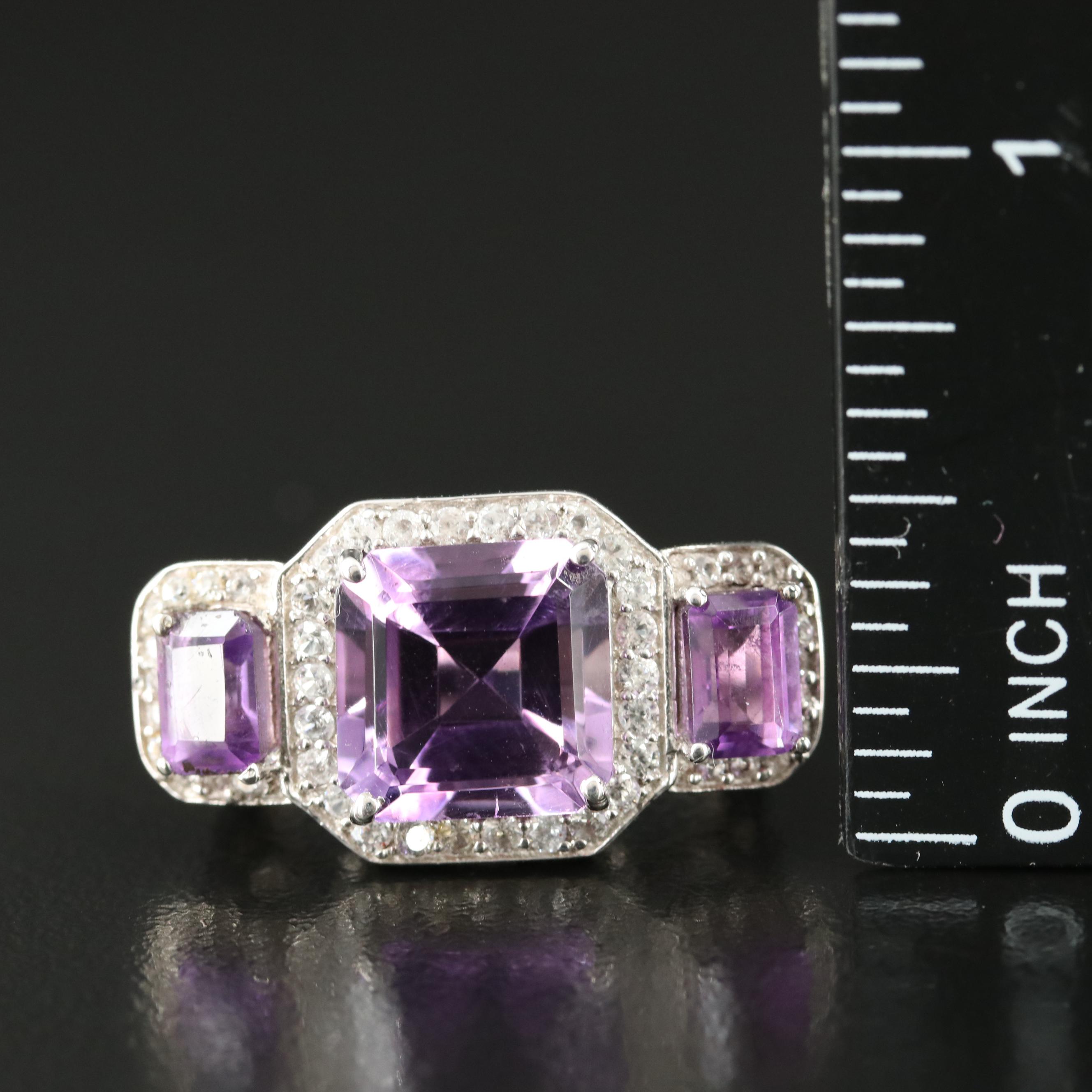 Sterling Amethyst and White Topaz Ring