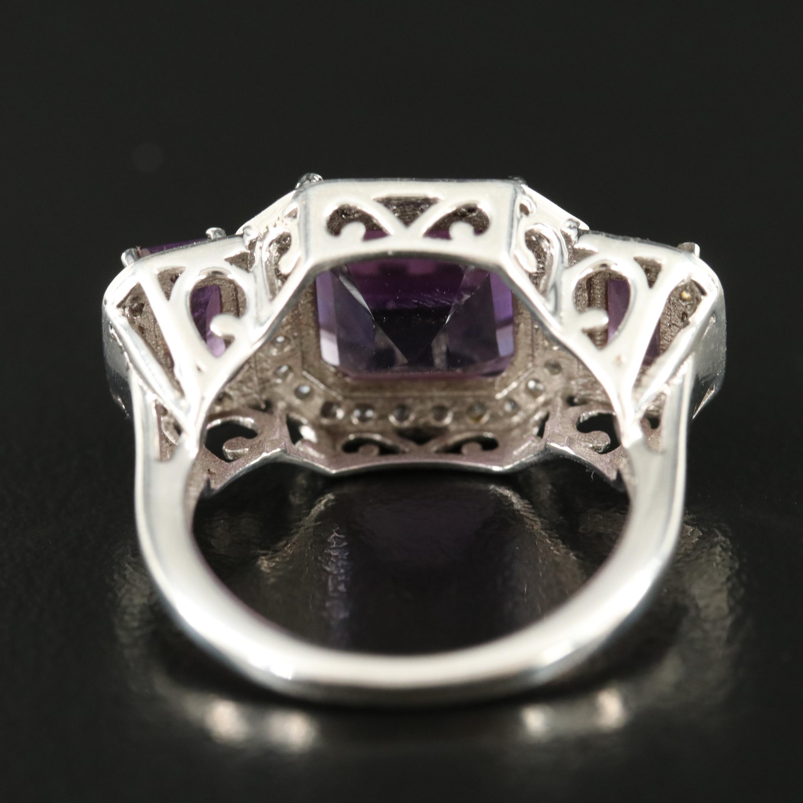 Sterling Amethyst and White Topaz Ring