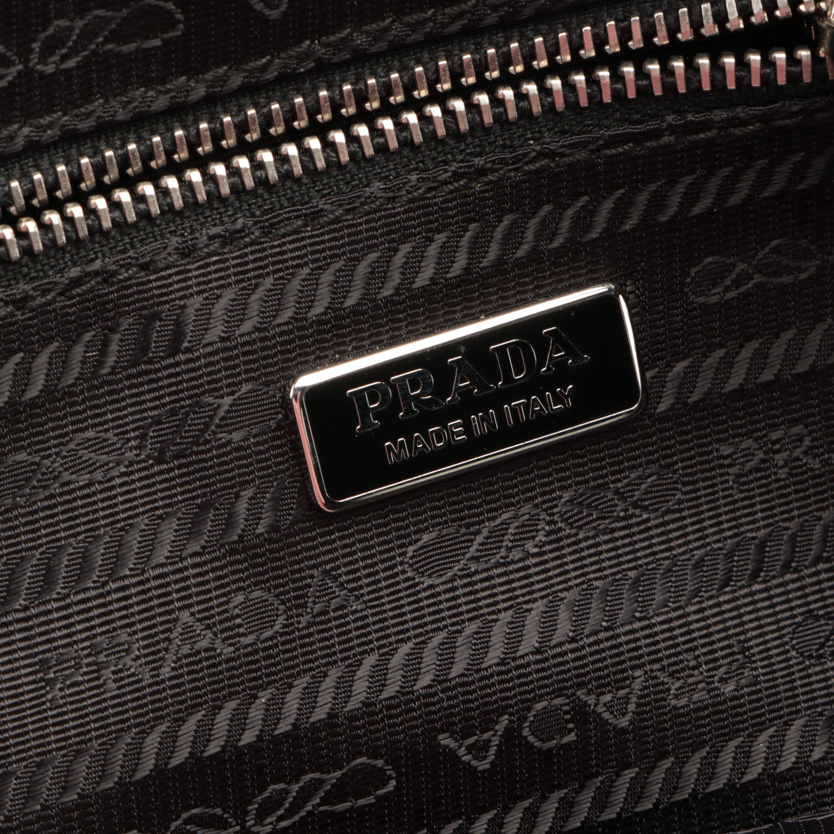 Prada Perforated Leather Grommet Chain Shoulder Bag