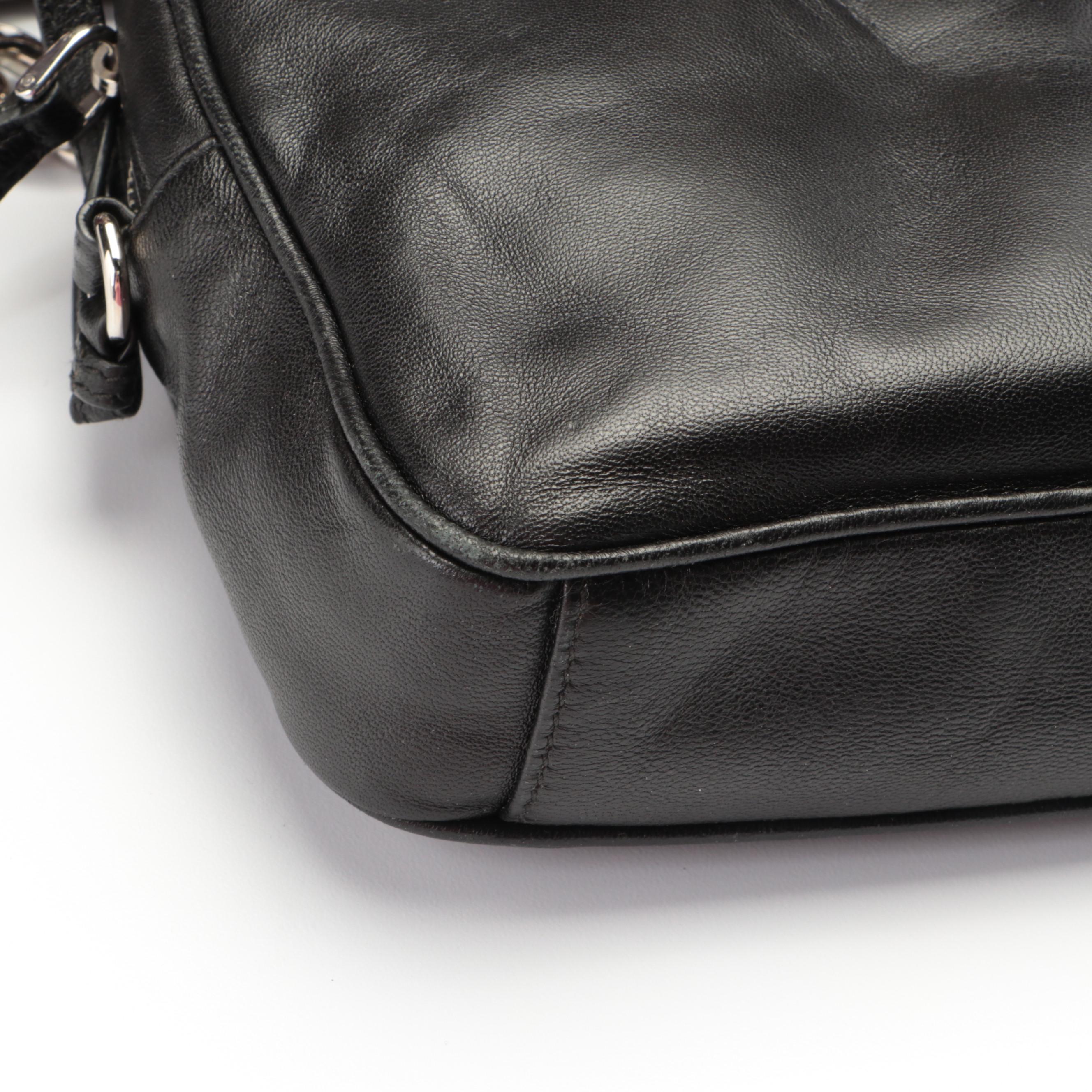 Prada Perforated Leather Grommet Chain Shoulder Bag