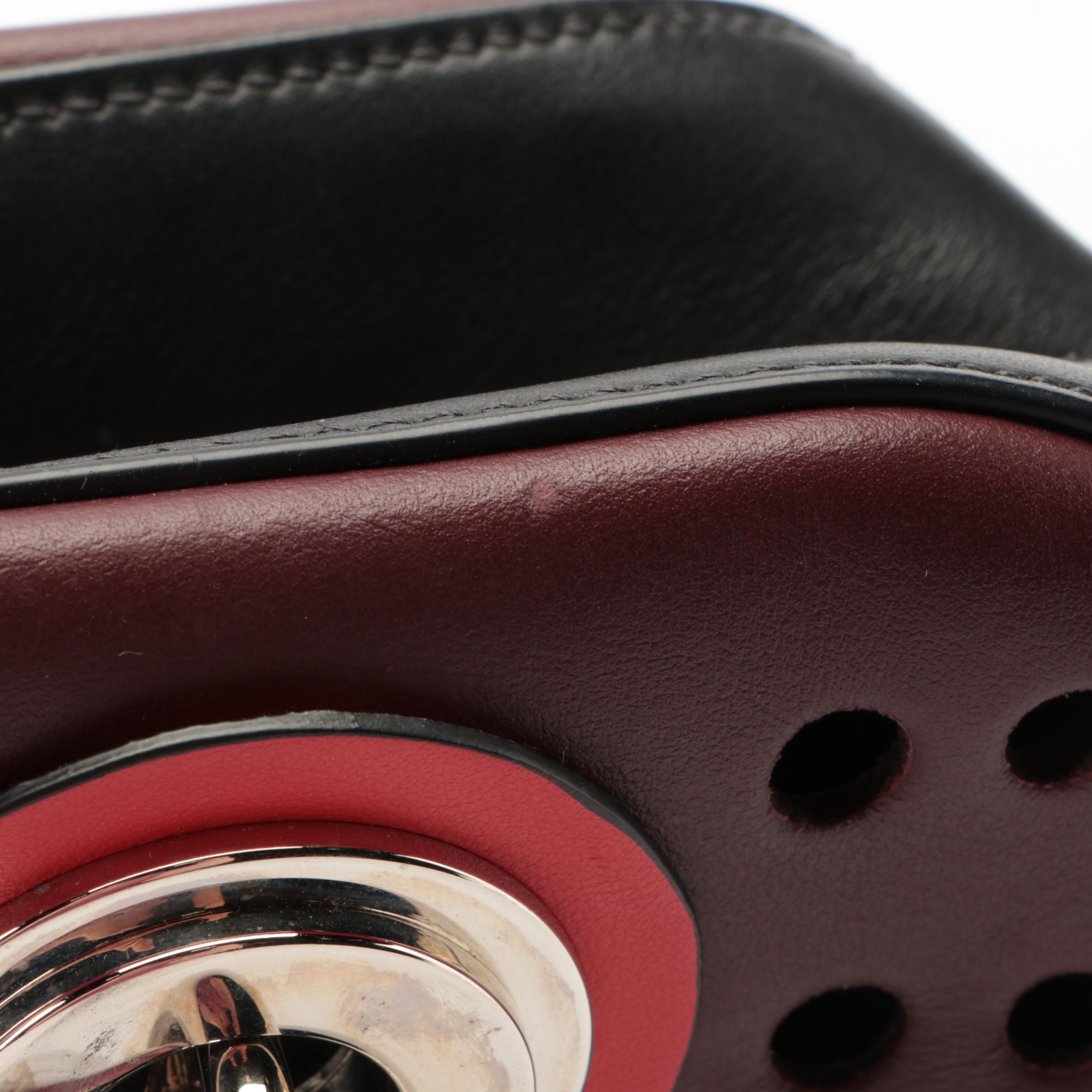 Prada Perforated Leather Grommet Chain Shoulder Bag