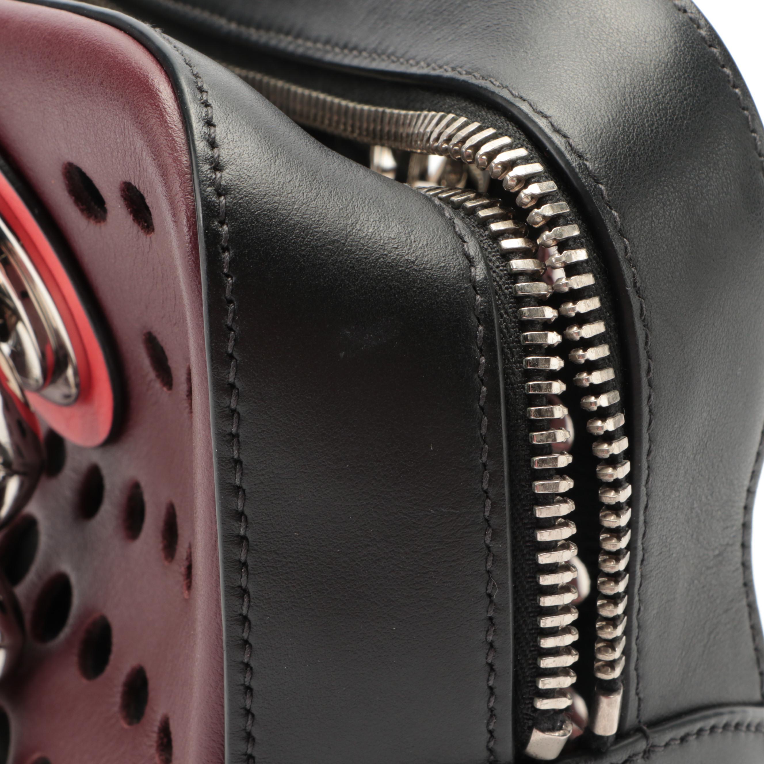 Prada Perforated Leather Grommet Chain Shoulder Bag