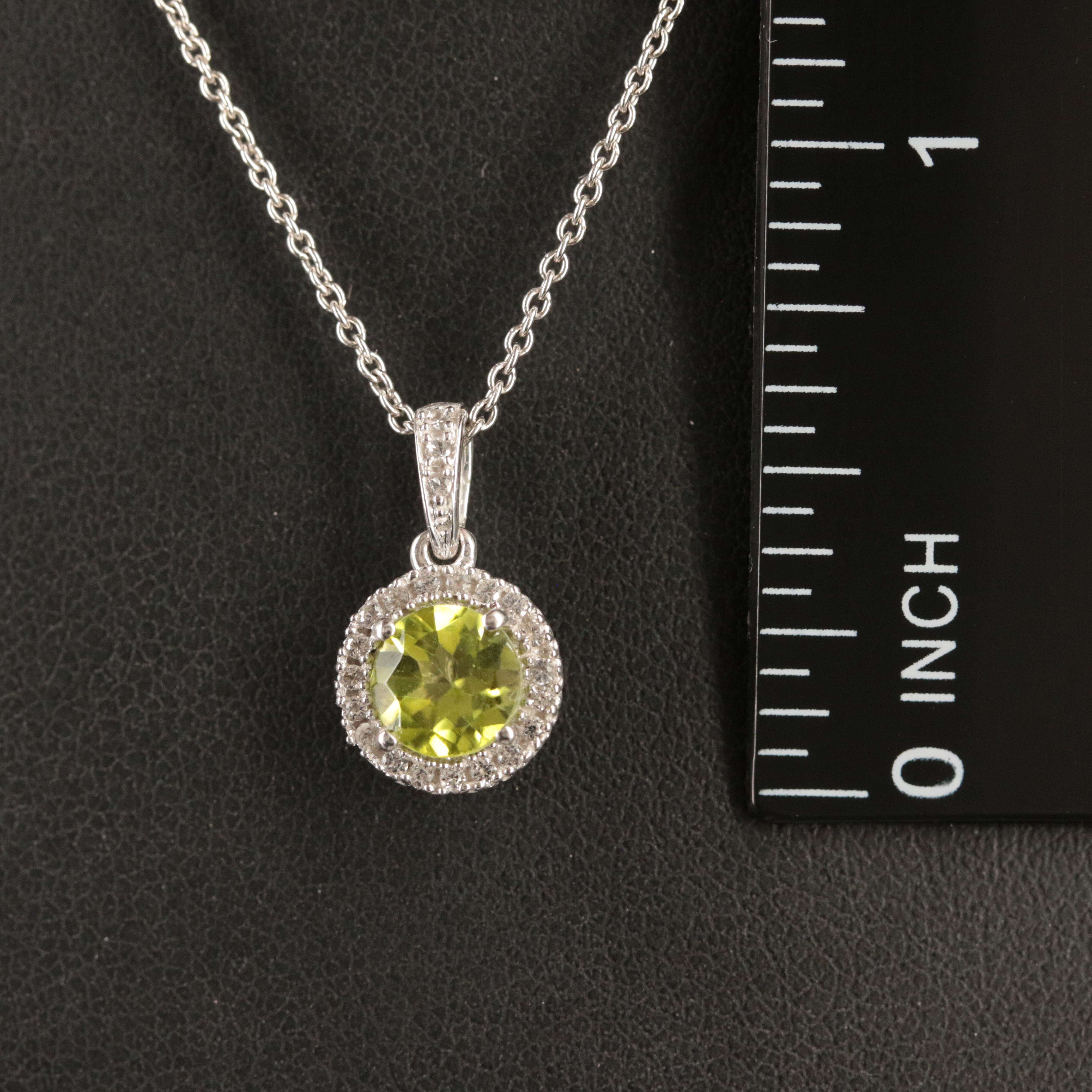 Sterling Peridot and White Sapphire Pendant Necklace