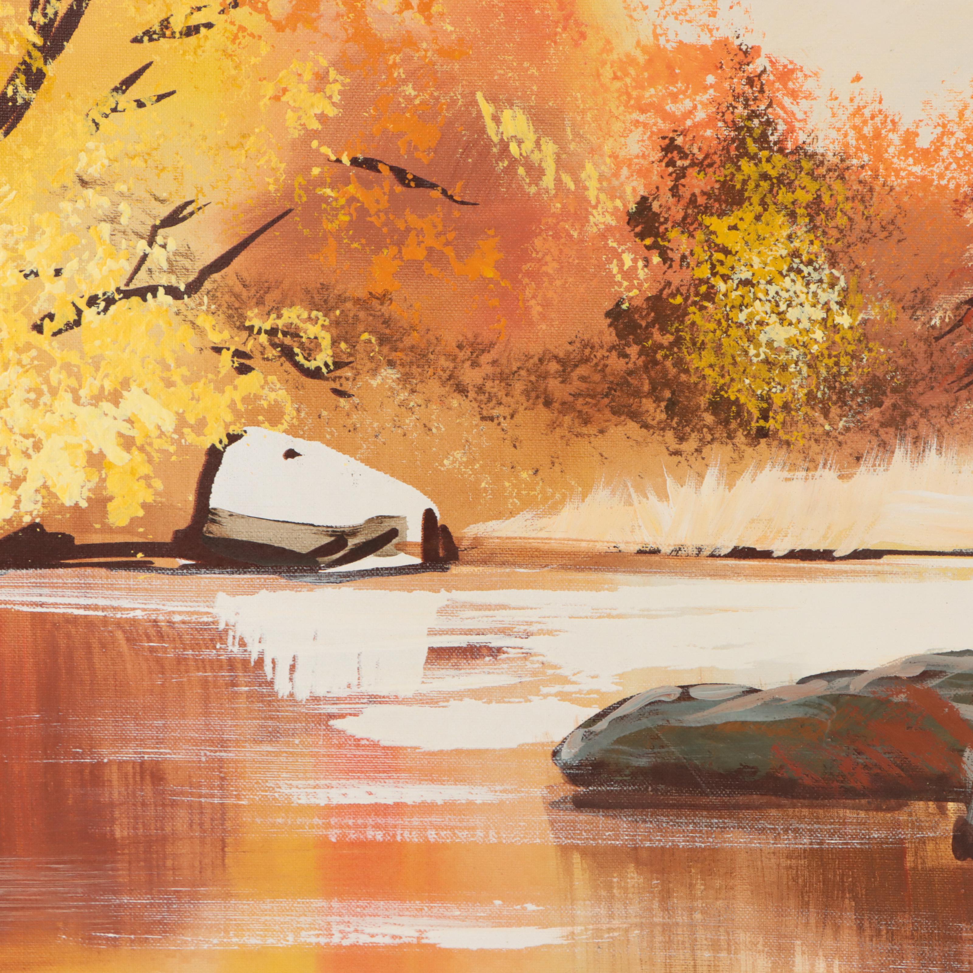 Matson Idyllic Autumn Landscape Mixed Media Painting