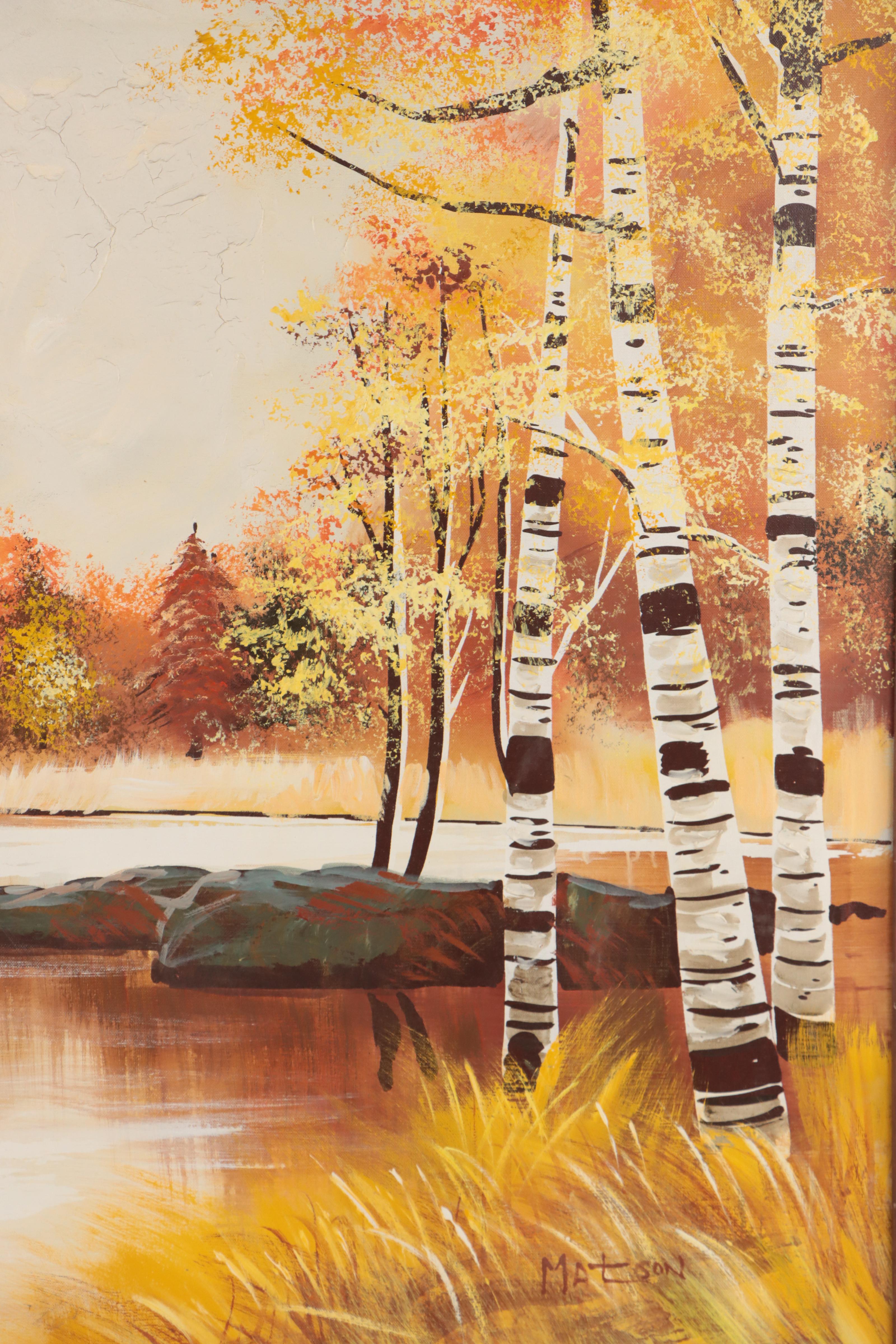 Matson Idyllic Autumn Landscape Mixed Media Painting