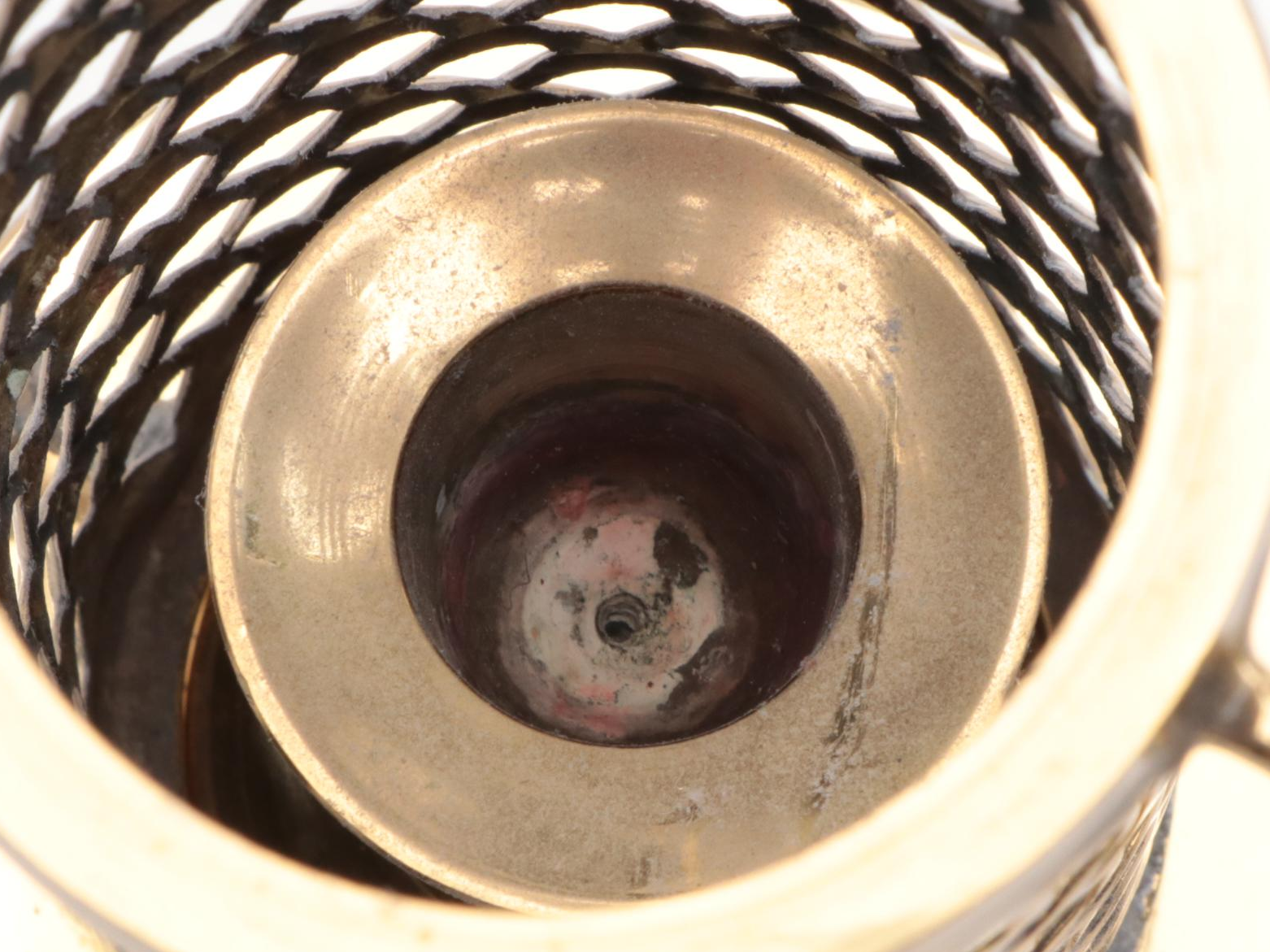 Pierced Brass Hanging Candlestick Wall Hanging Lantern, Mid to Late 20th Century