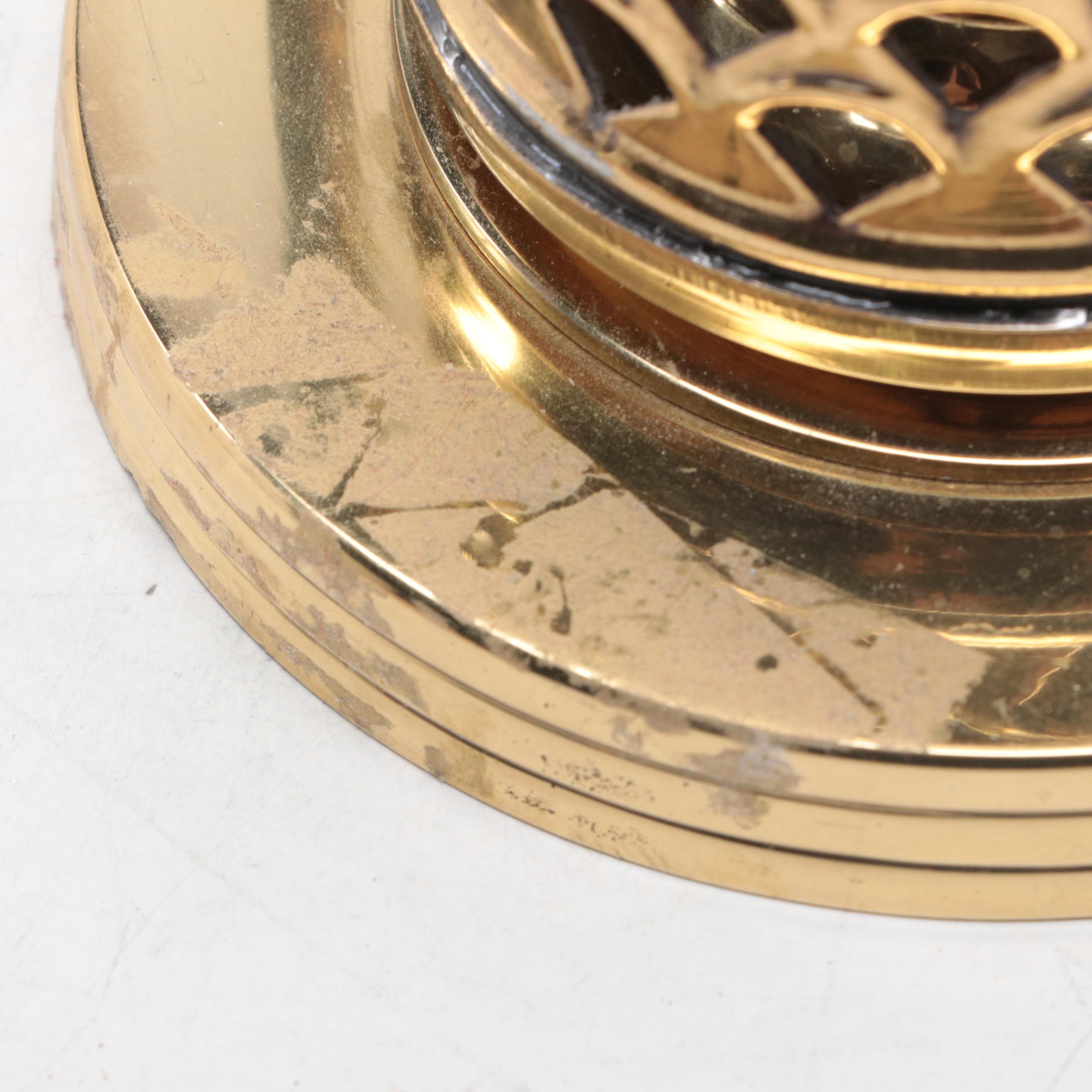 Pierced Brass Hanging Candlestick Wall Hanging Lantern, Mid to Late 20th Century