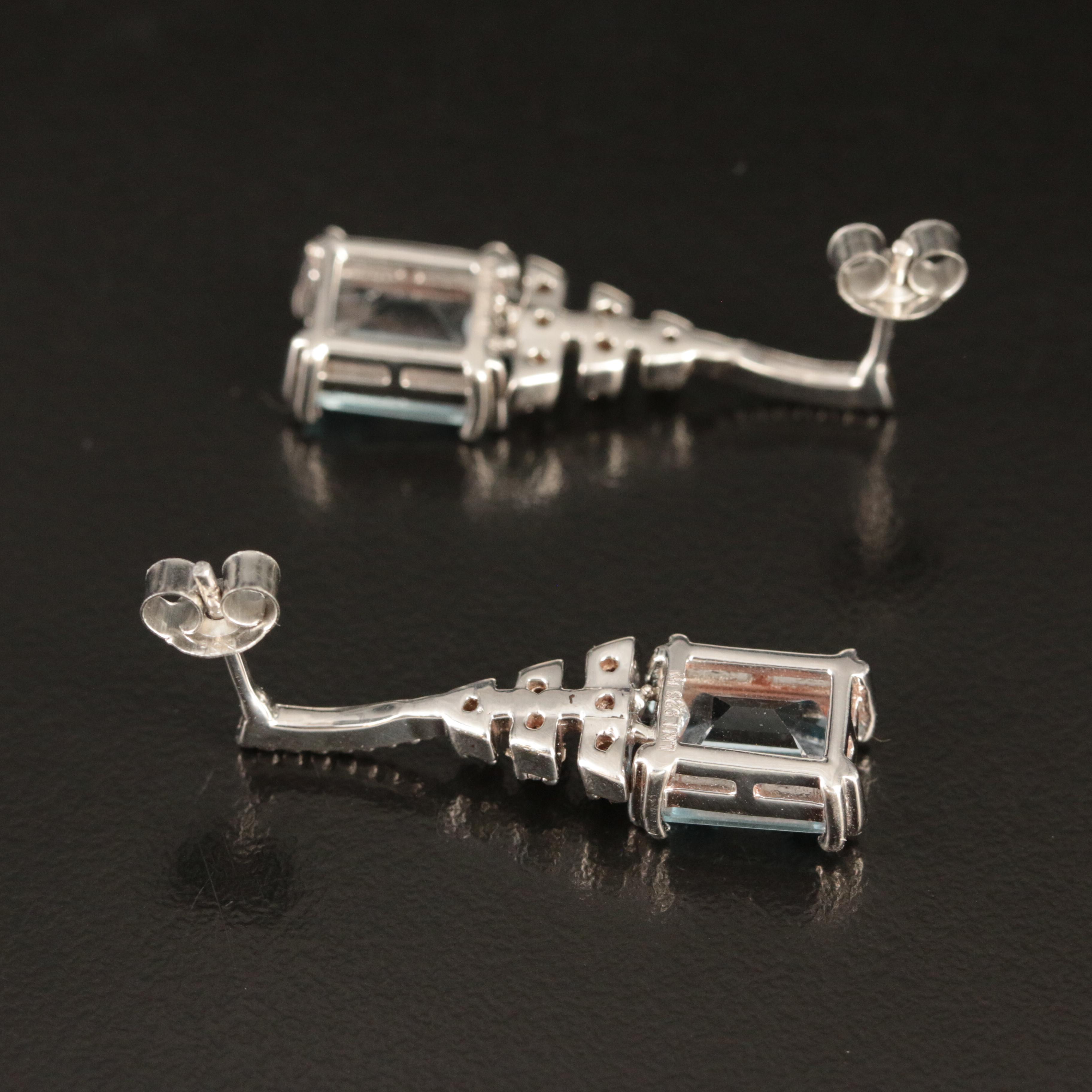 Sterling Sky Blue and White Topaz Pendulum Earrings