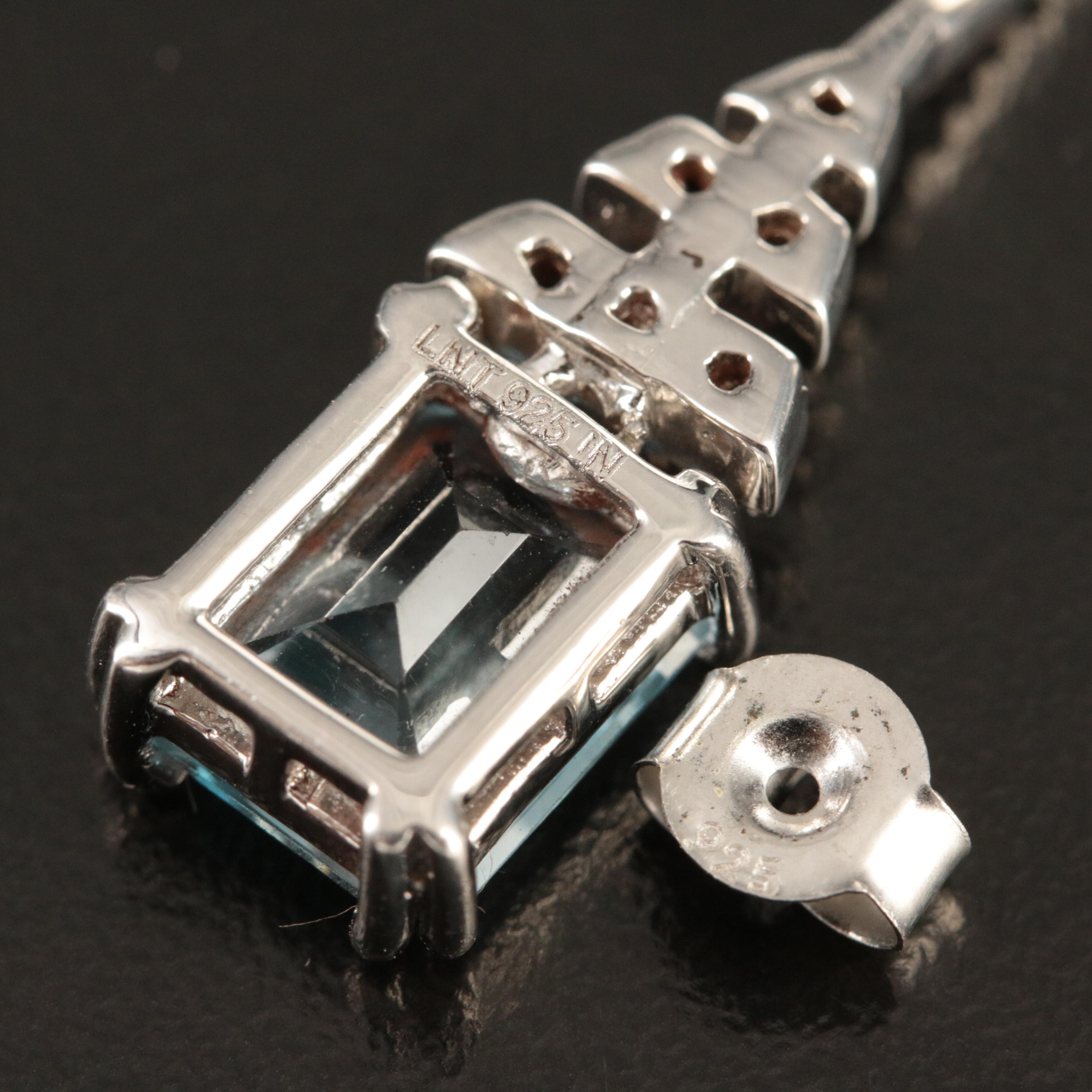 Sterling Sky Blue and White Topaz Pendulum Earrings