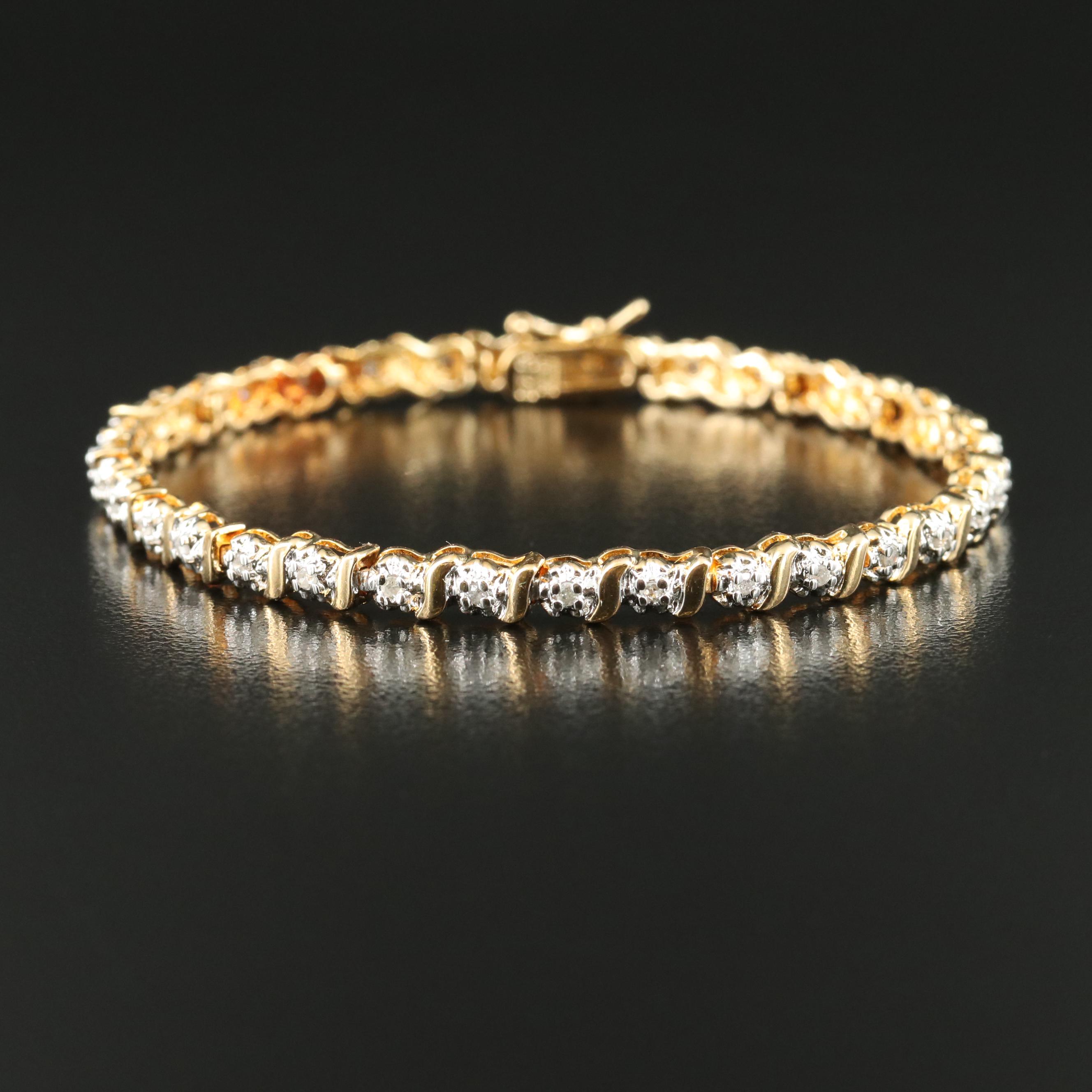 Sterling Diamond Line Bracelet