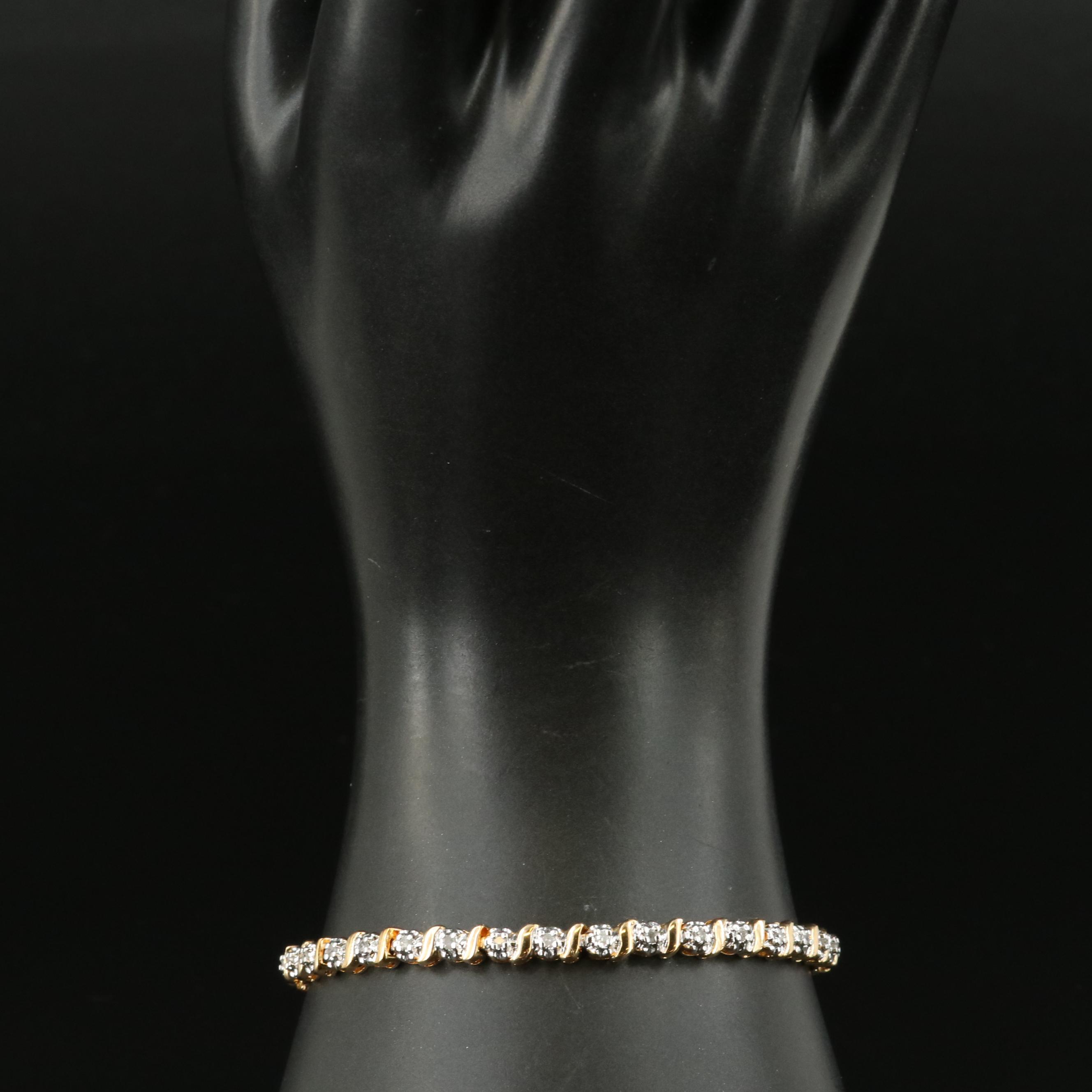 Sterling Diamond Line Bracelet