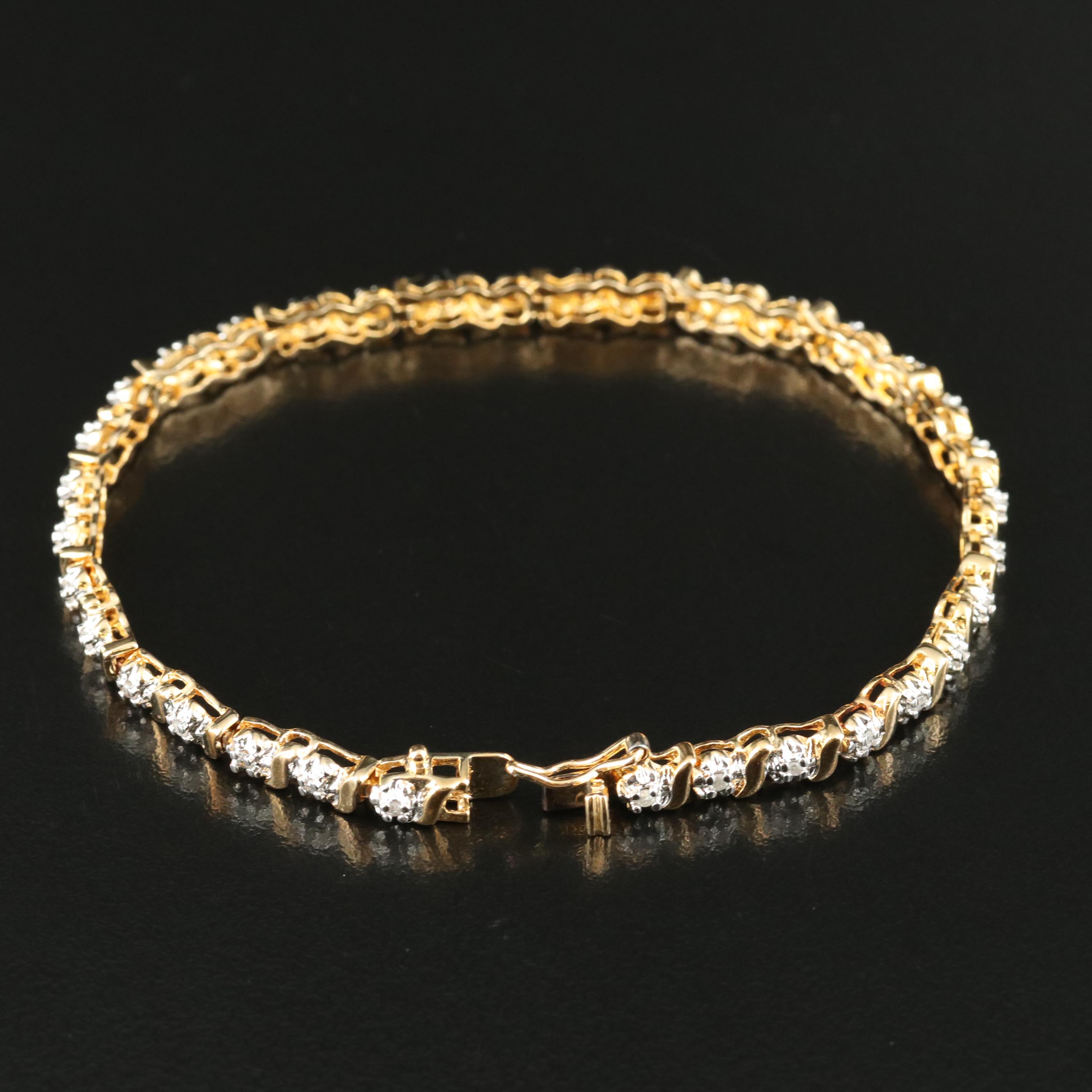 Sterling Diamond Line Bracelet