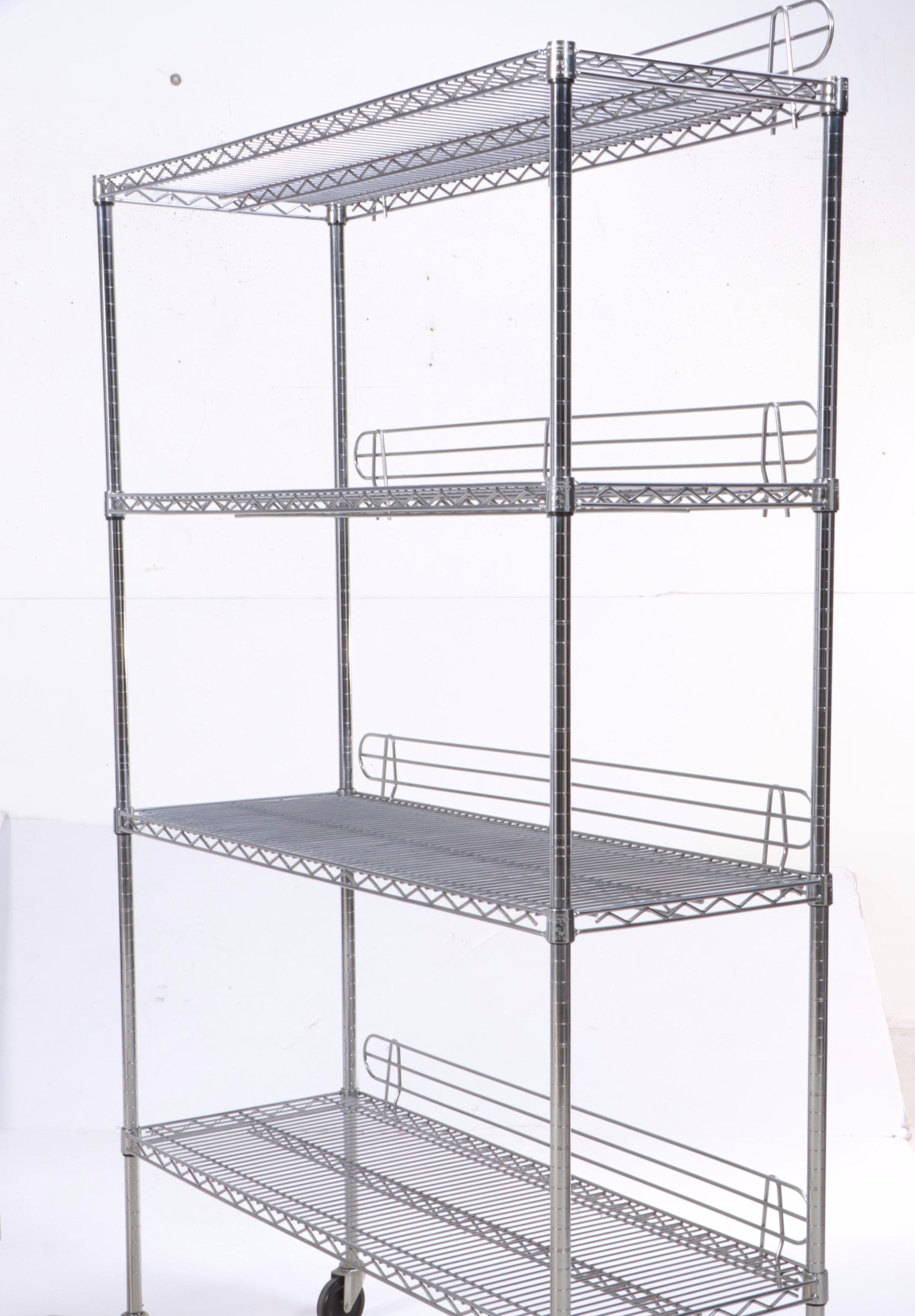 NSF Ultradurable Chromed Steel Industrial Wire Shelving on Casters