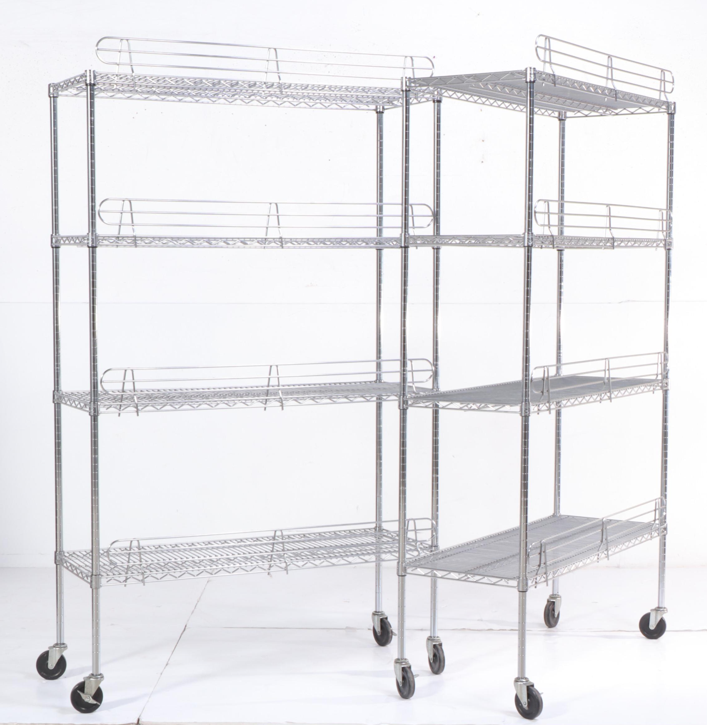 NSF Ultradurable Chromed Steel Industrial Wire Shelving on Casters