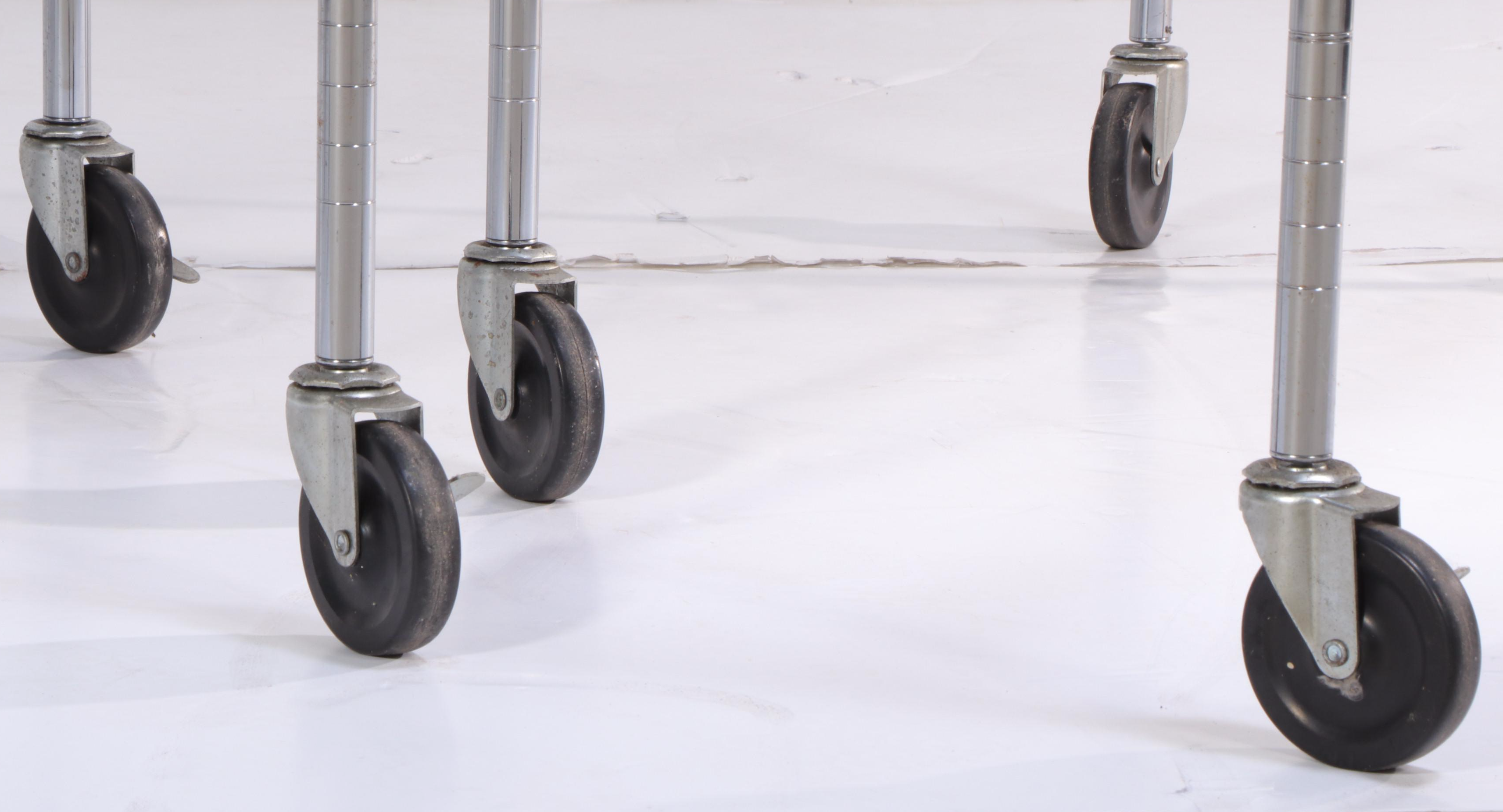 NSF Ultradurable Chromed Steel Industrial Wire Shelving on Casters