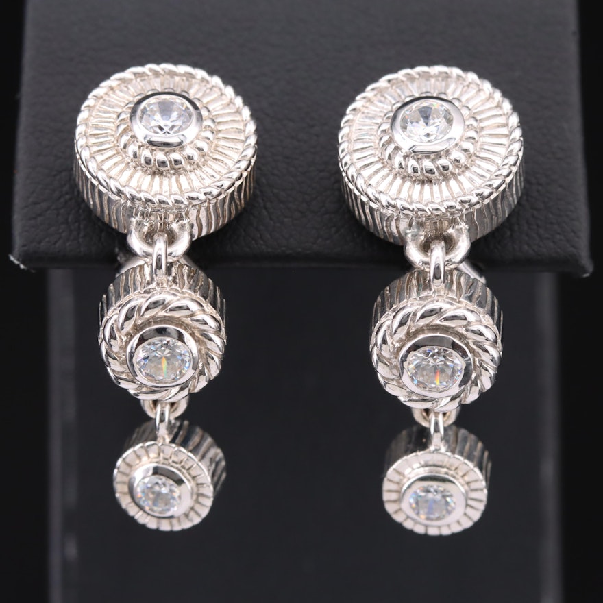 Judith Ripka Sterling Cubic Zirconia Graduated Earrings