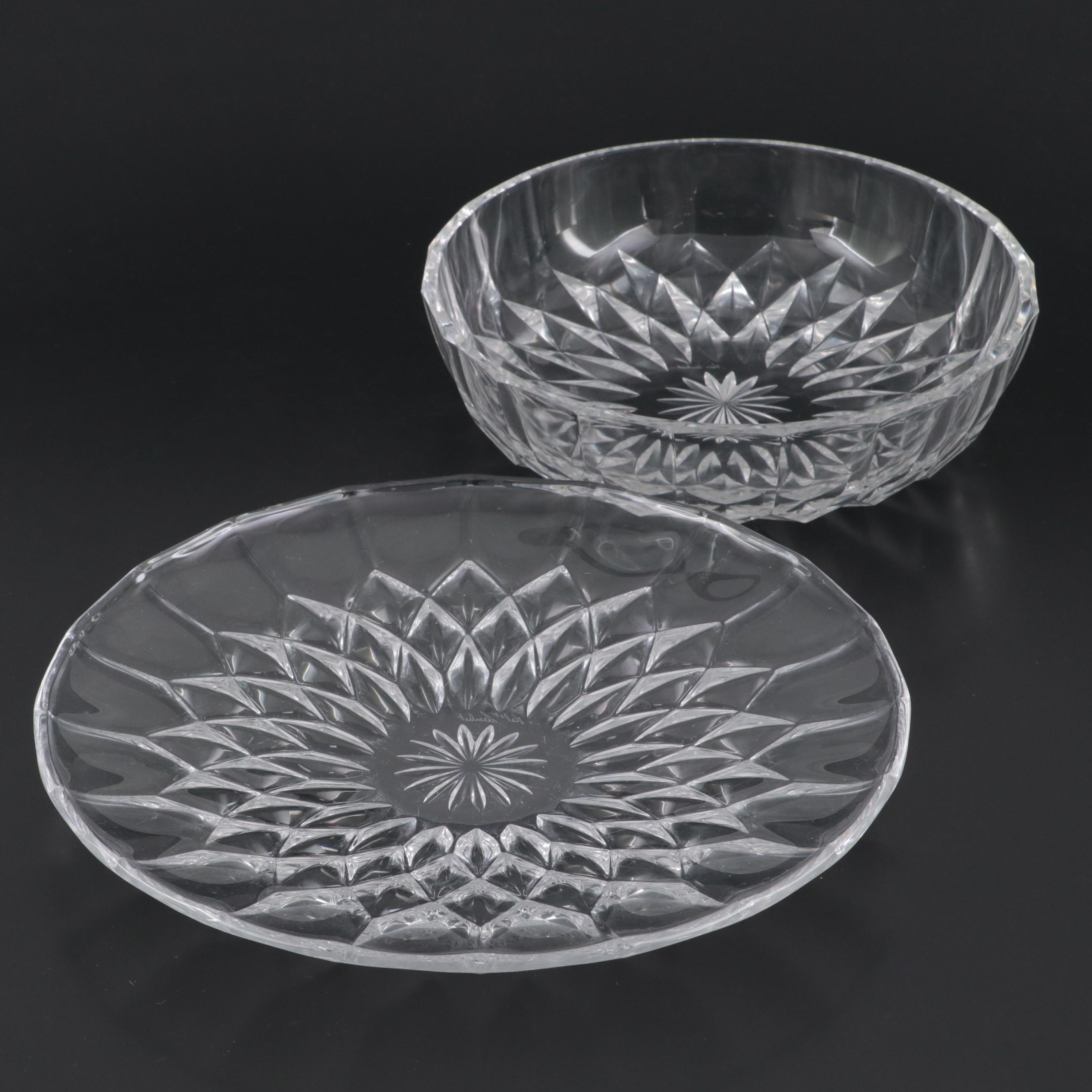 Val St. Lambert Crystal Serving Bowl and Platter