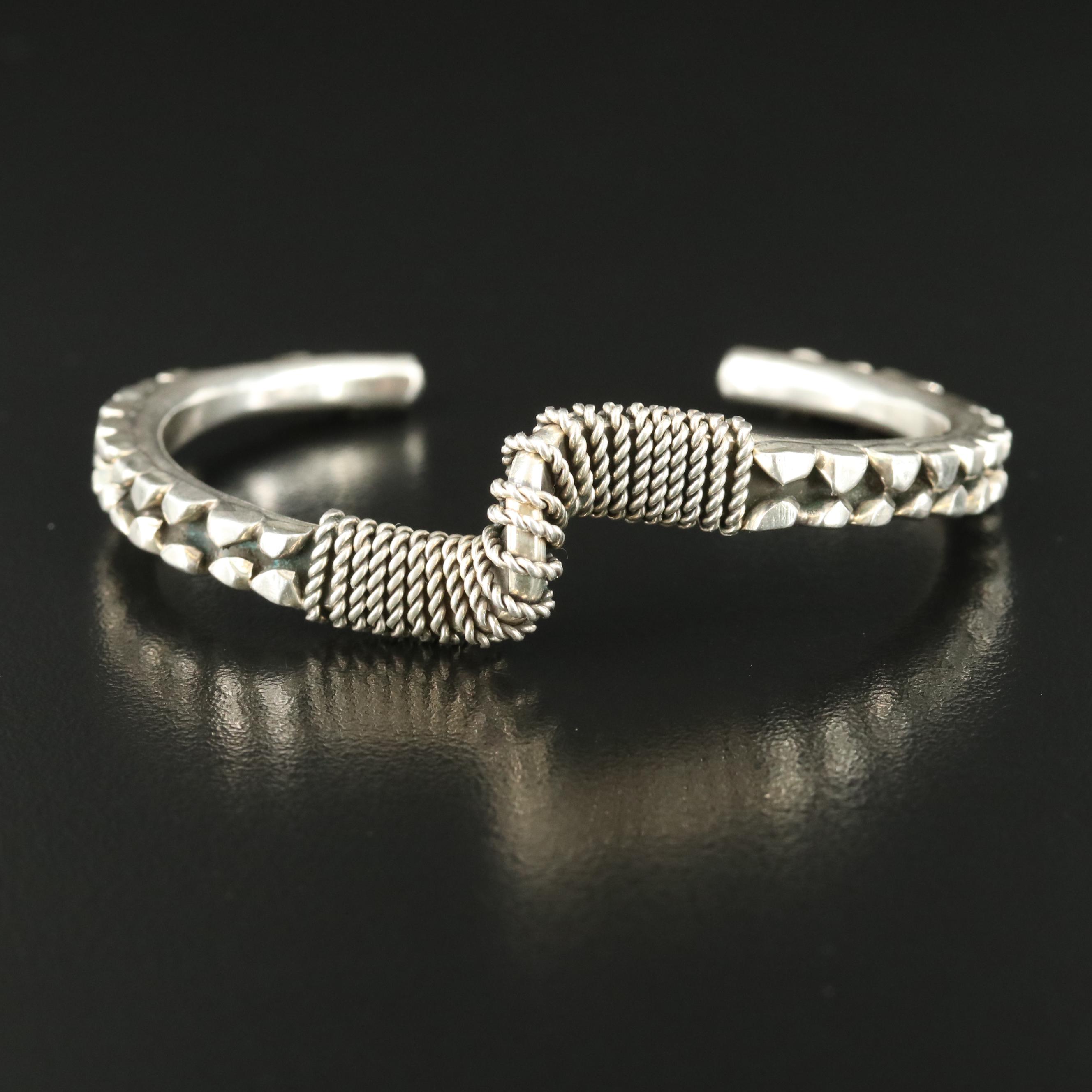 Eileen Eustace, Cochiti Zuni Sterling Twist Wire Wrapped Wave Cuff