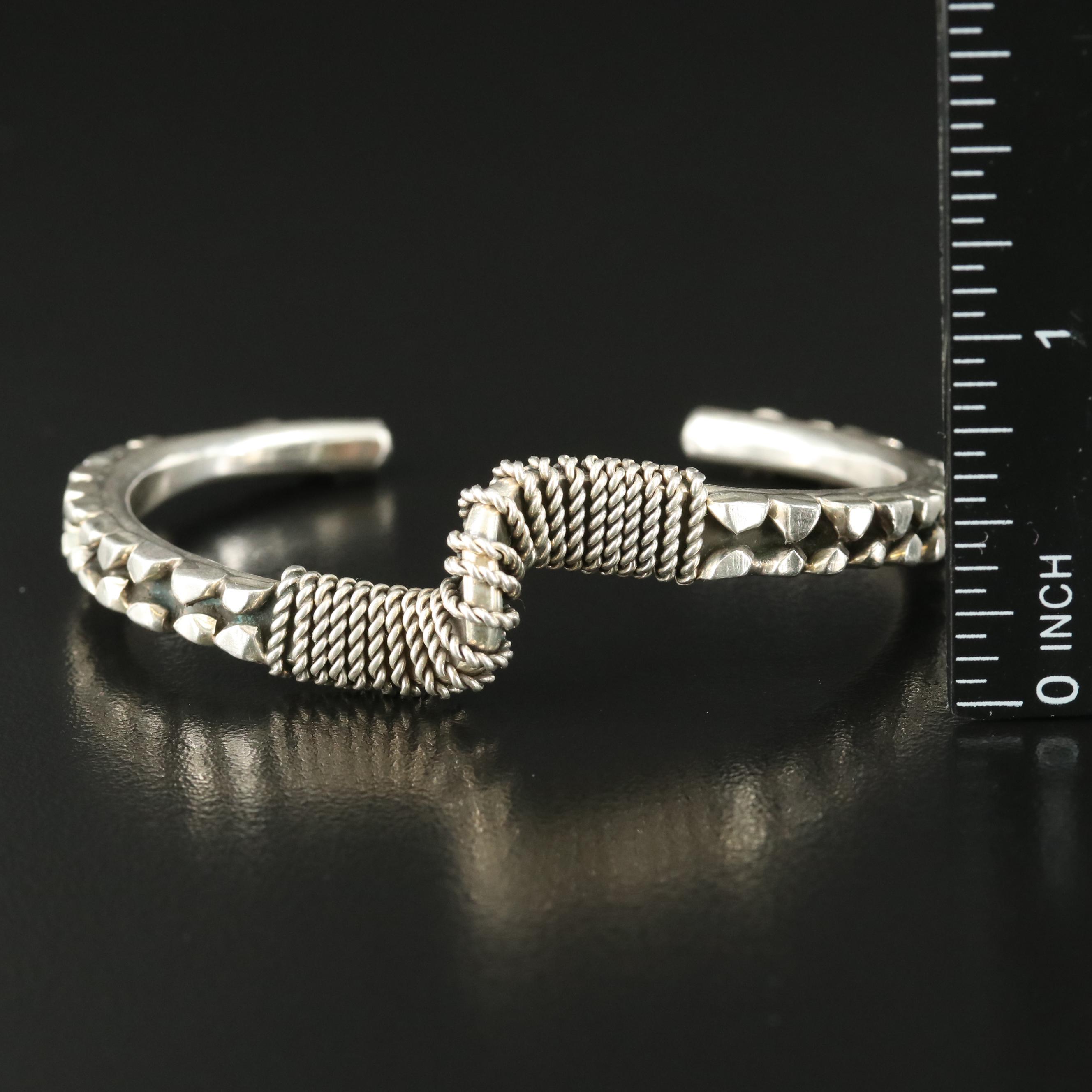 Eileen Eustace, Cochiti Zuni Sterling Twist Wire Wrapped Wave Cuff