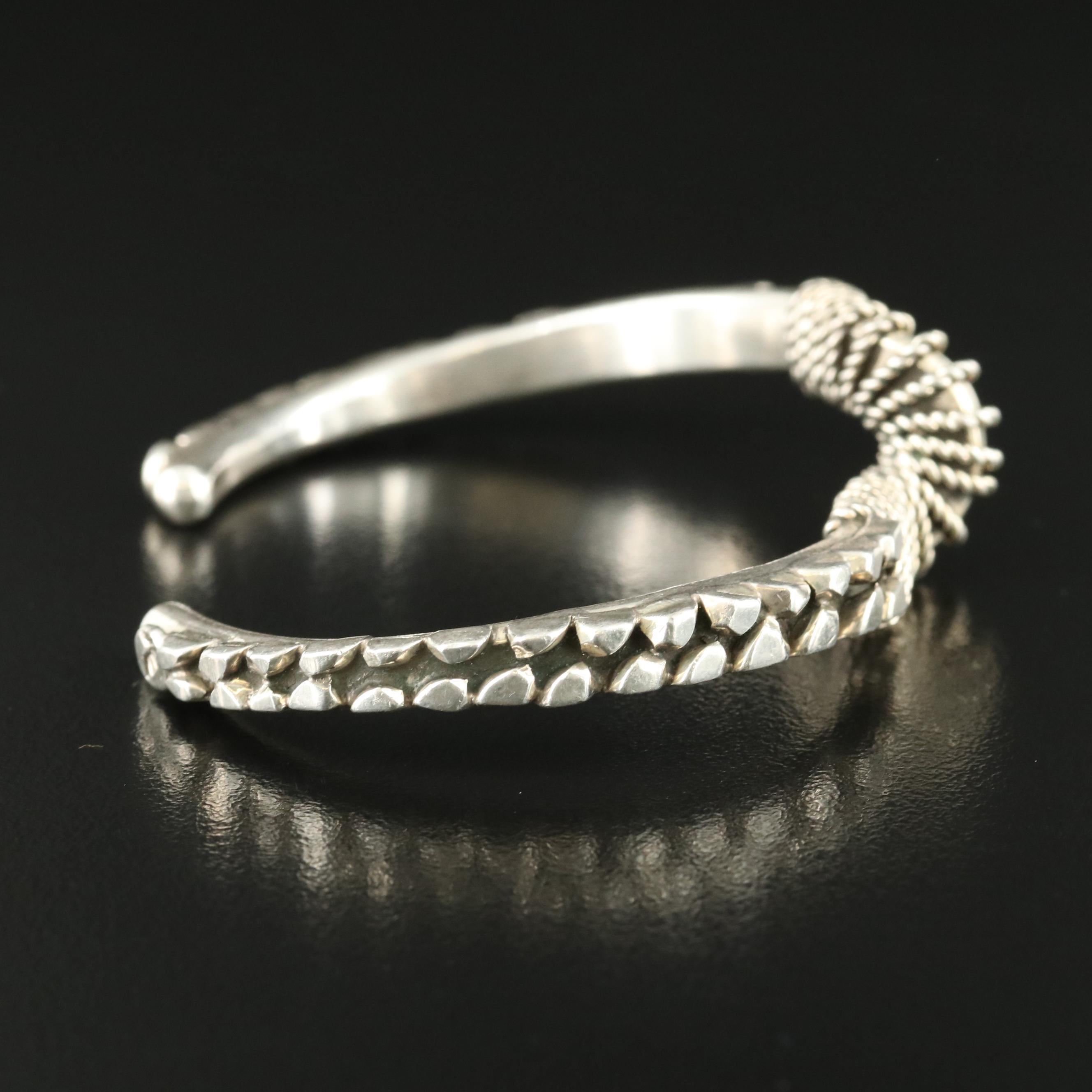 Eileen Eustace, Cochiti Zuni Sterling Twist Wire Wrapped Wave Cuff