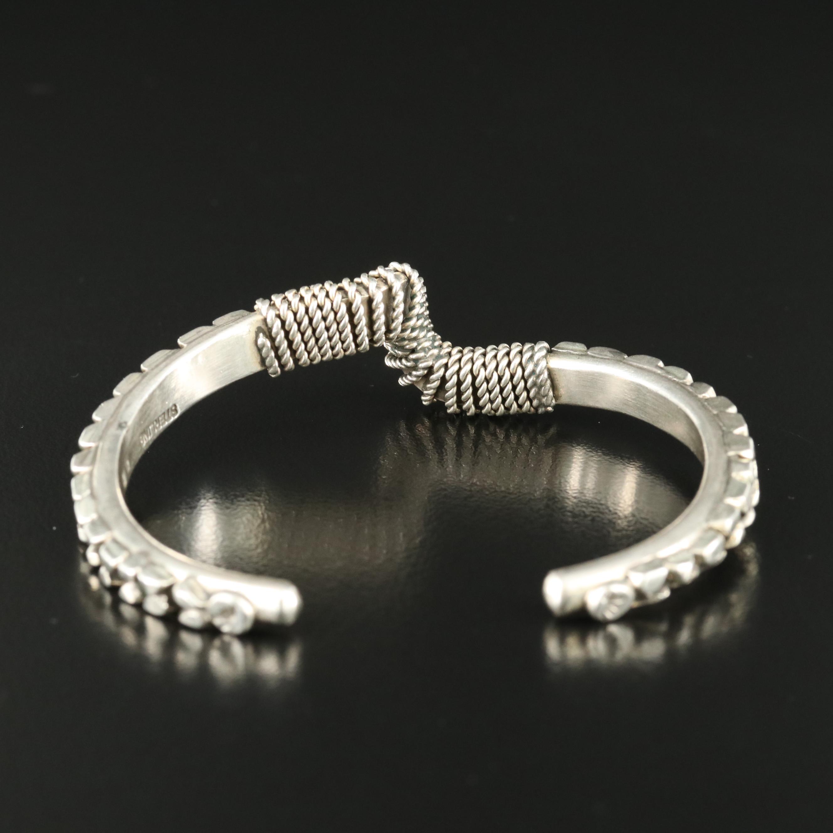 Eileen Eustace, Cochiti Zuni Sterling Twist Wire Wrapped Wave Cuff
