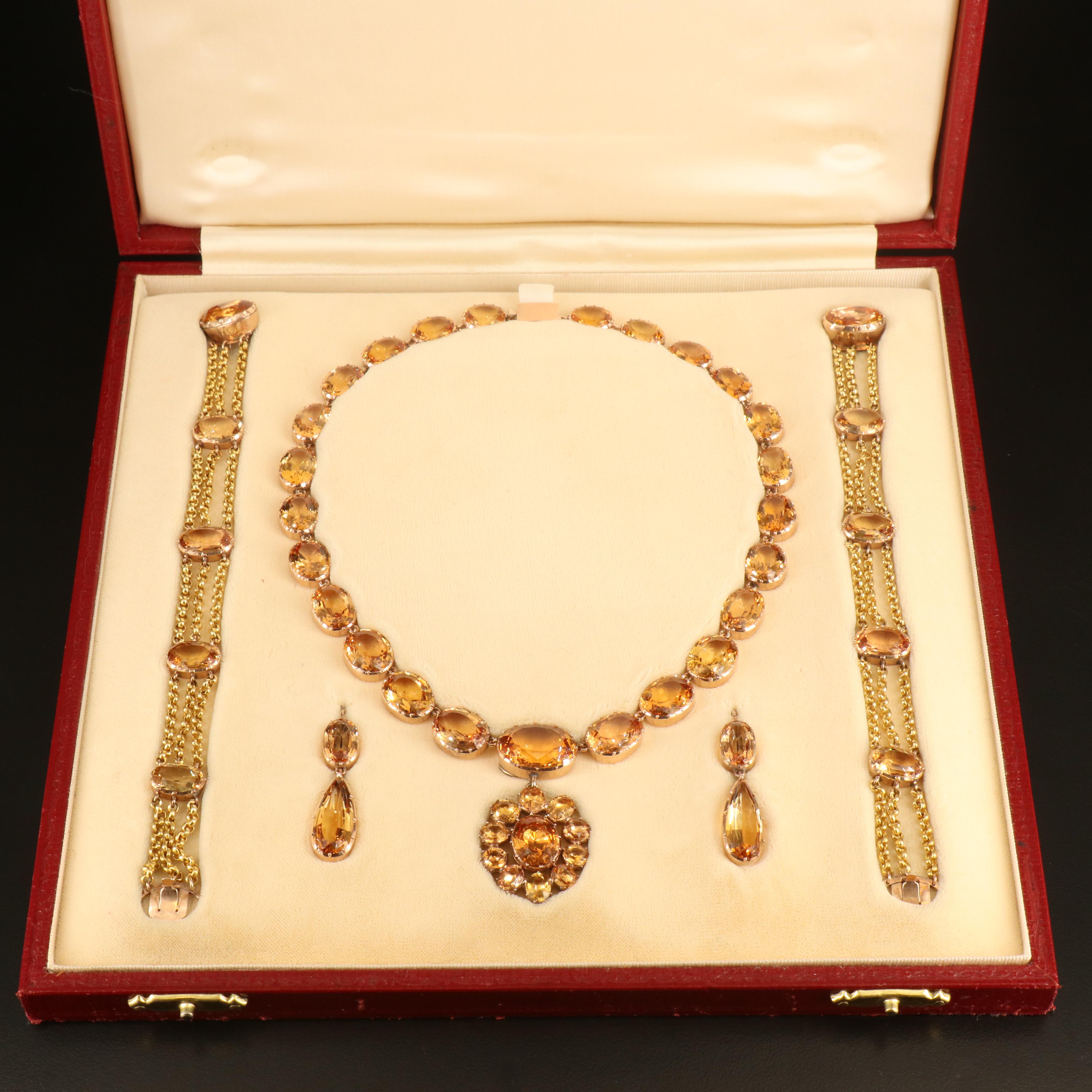 Georgian 209.60 CTW Topaz Parure in 10K & 18K, Marshall Field's Provenance