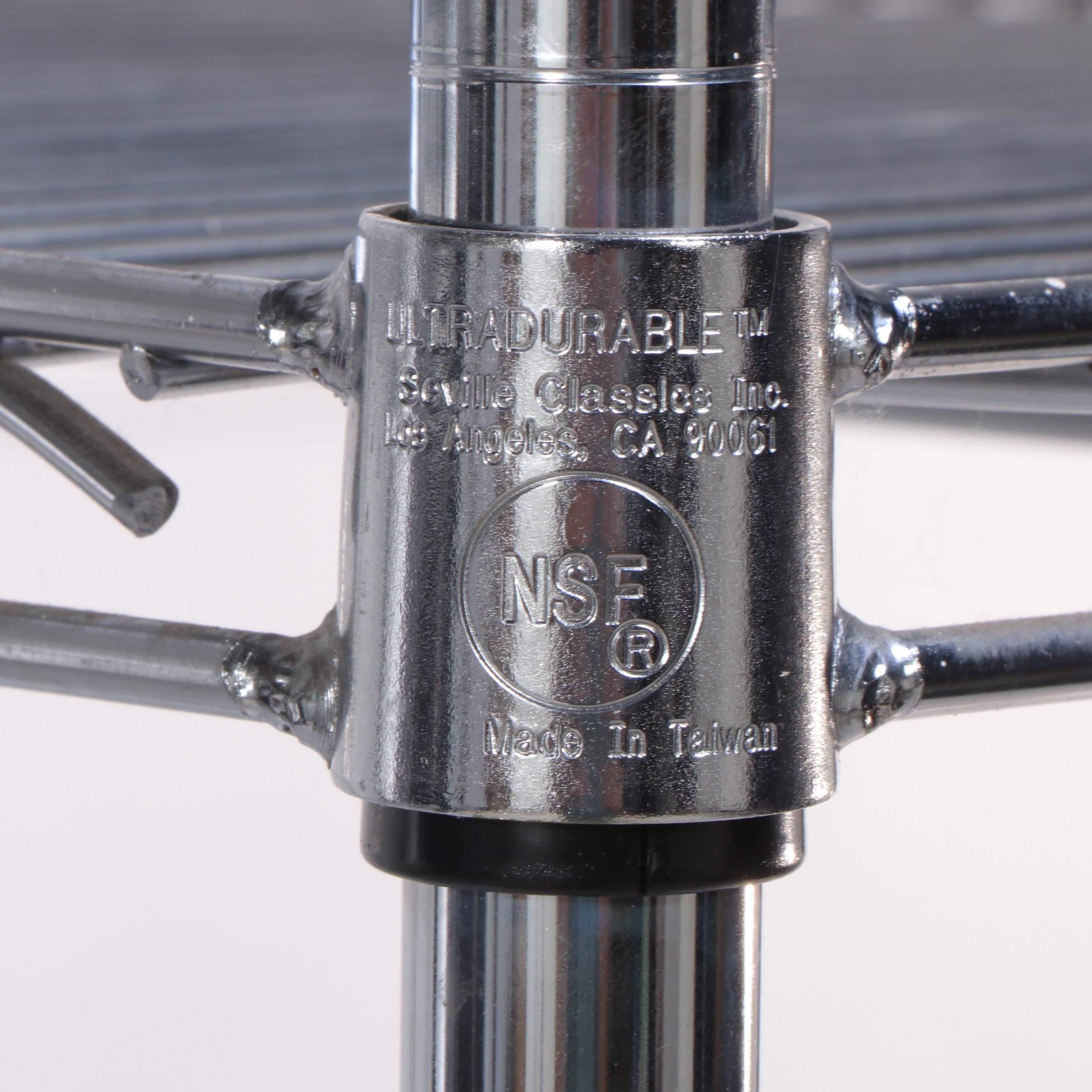 NSF Ultradurable Chromed Steel Industrial Wire Shelving on Casters