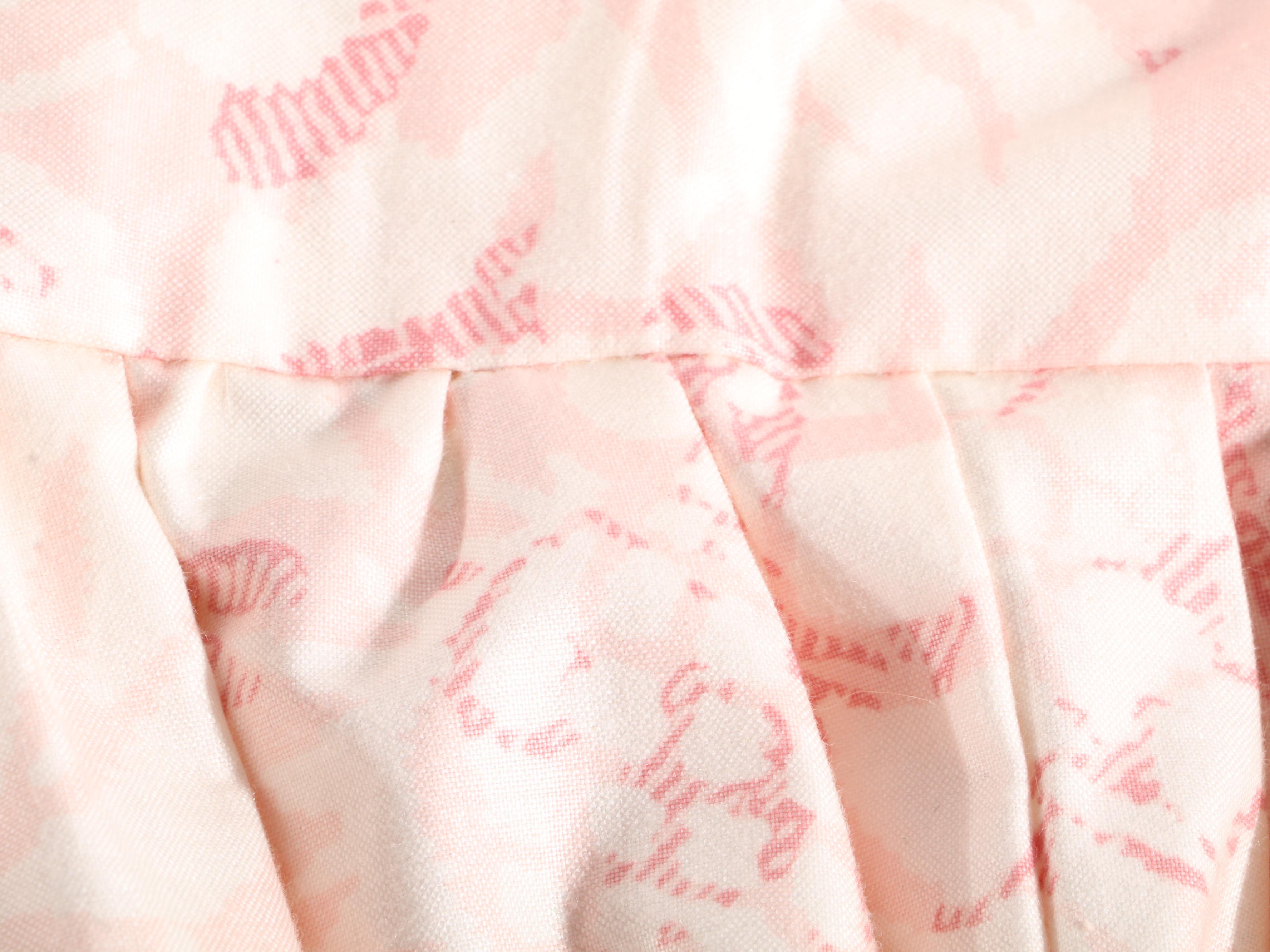 Custom Made Pink and White Chintz King Size Bedskirt and Accent Pillows