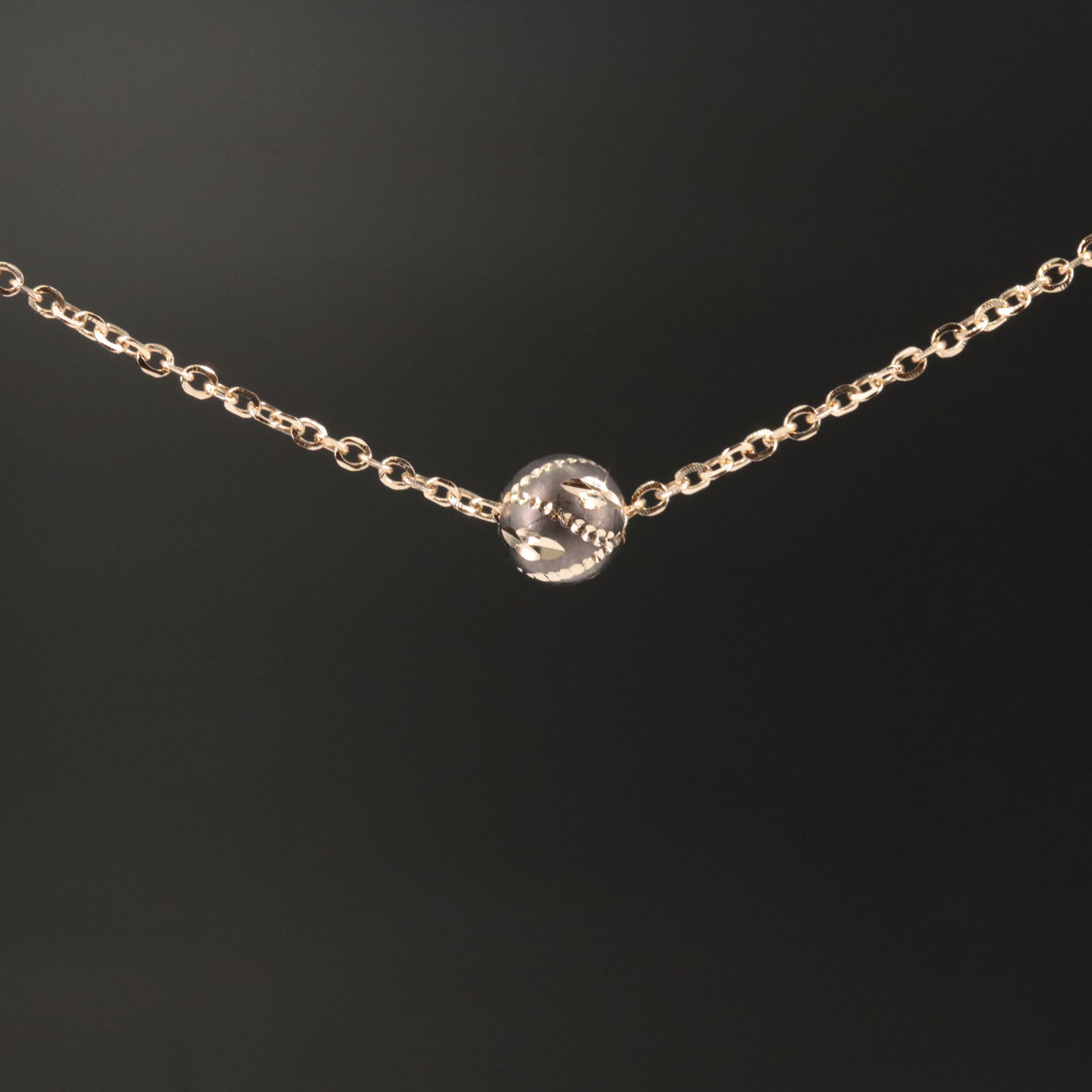14K Diamond Cut Bead Station Necklace
