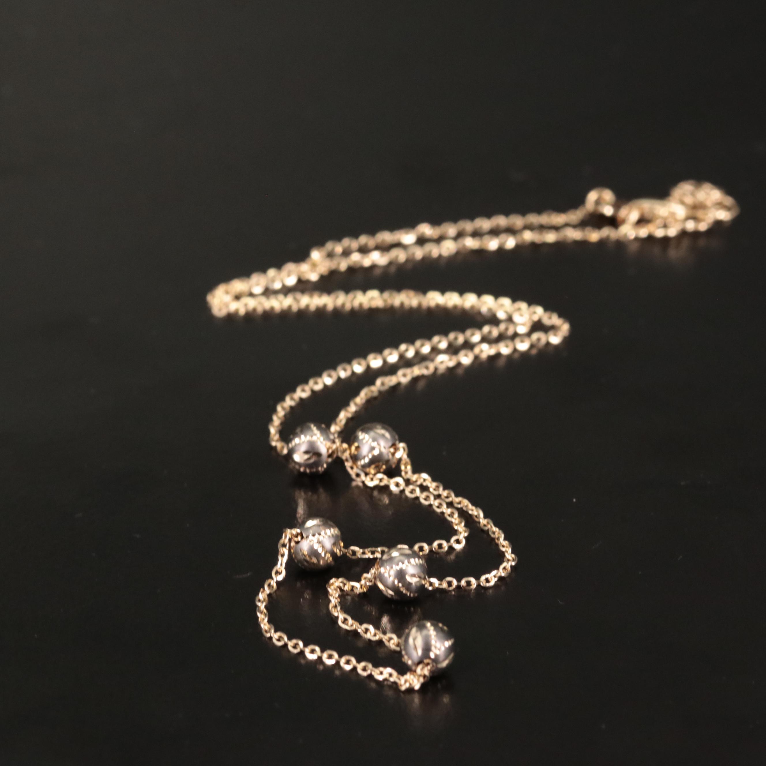 14K Diamond Cut Bead Station Necklace