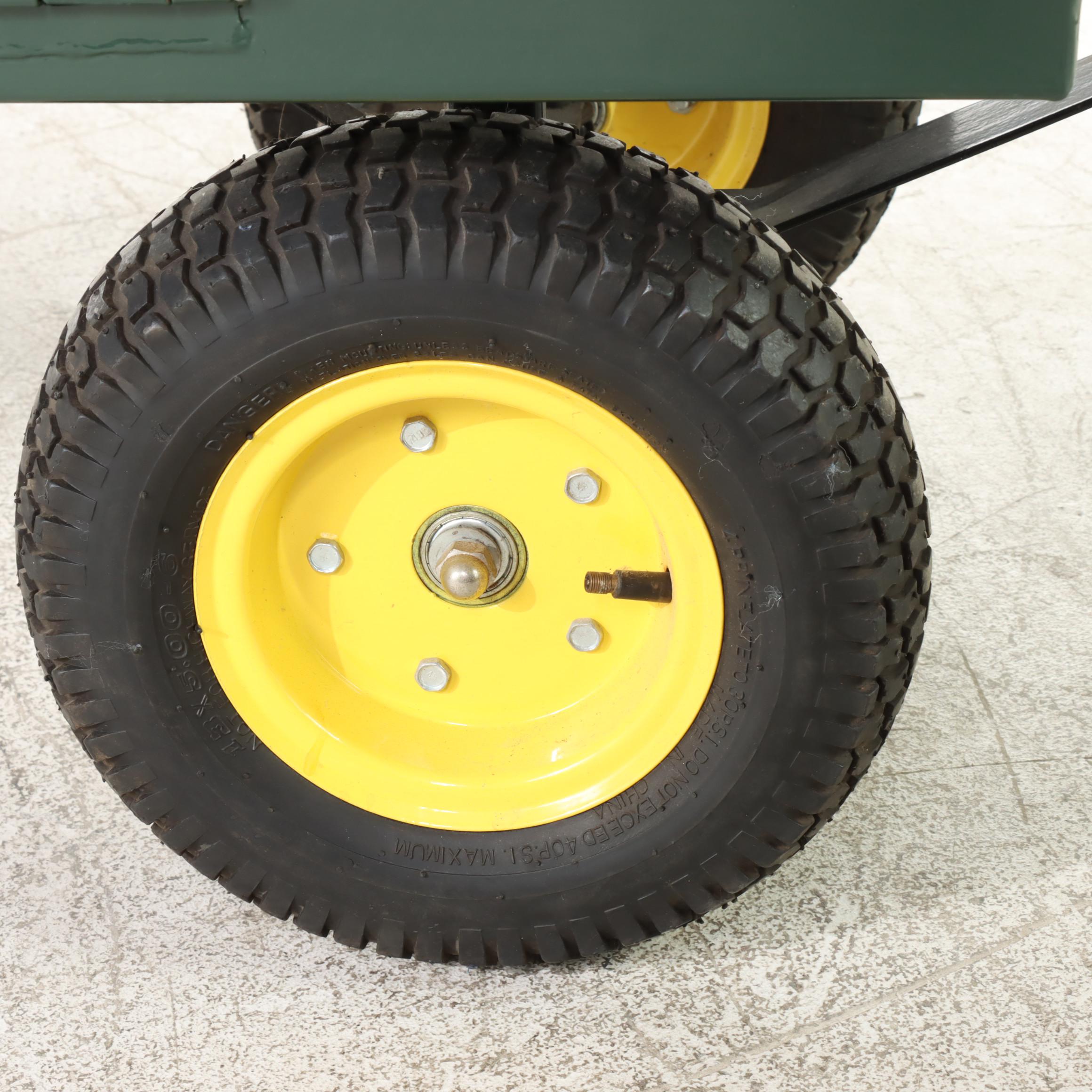 Green Enameled Metal Gardening Wagon