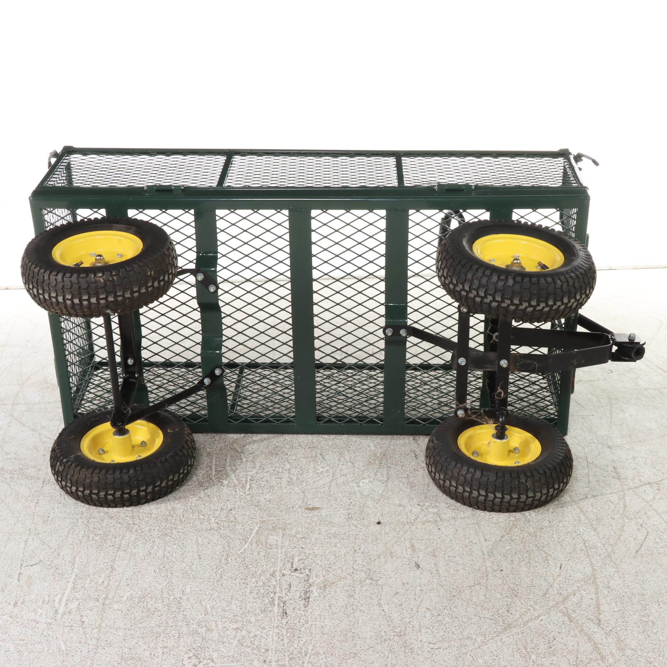 Green Enameled Metal Gardening Wagon