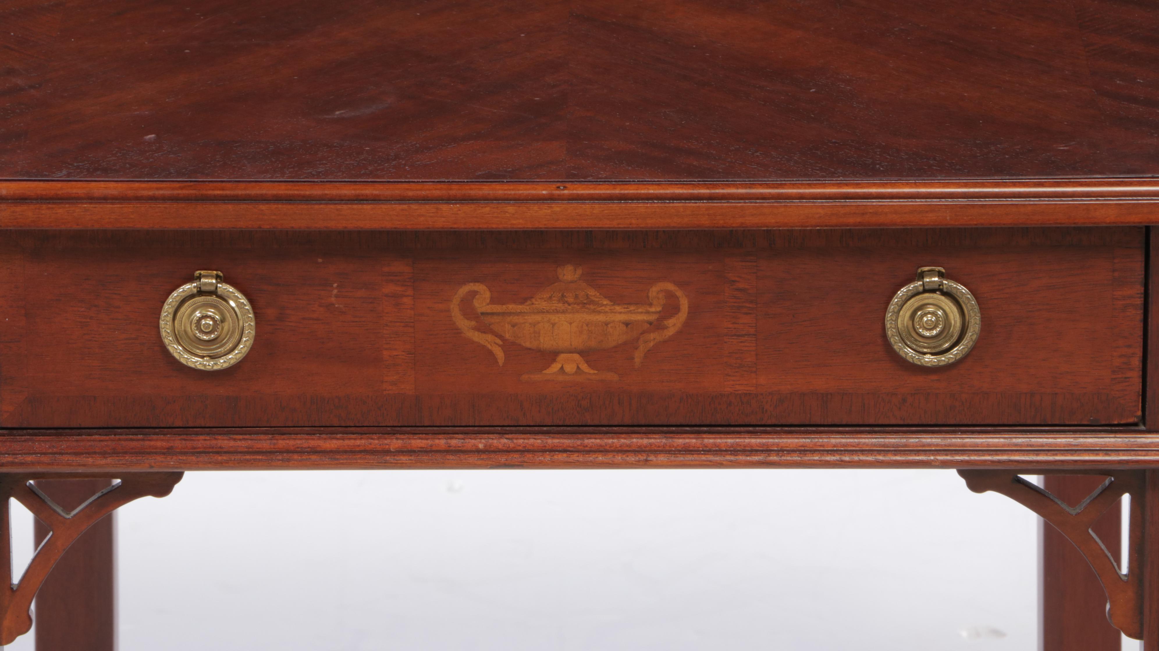 Wellington Hall Chippendale Style Mahogany and Marquetry Side Table