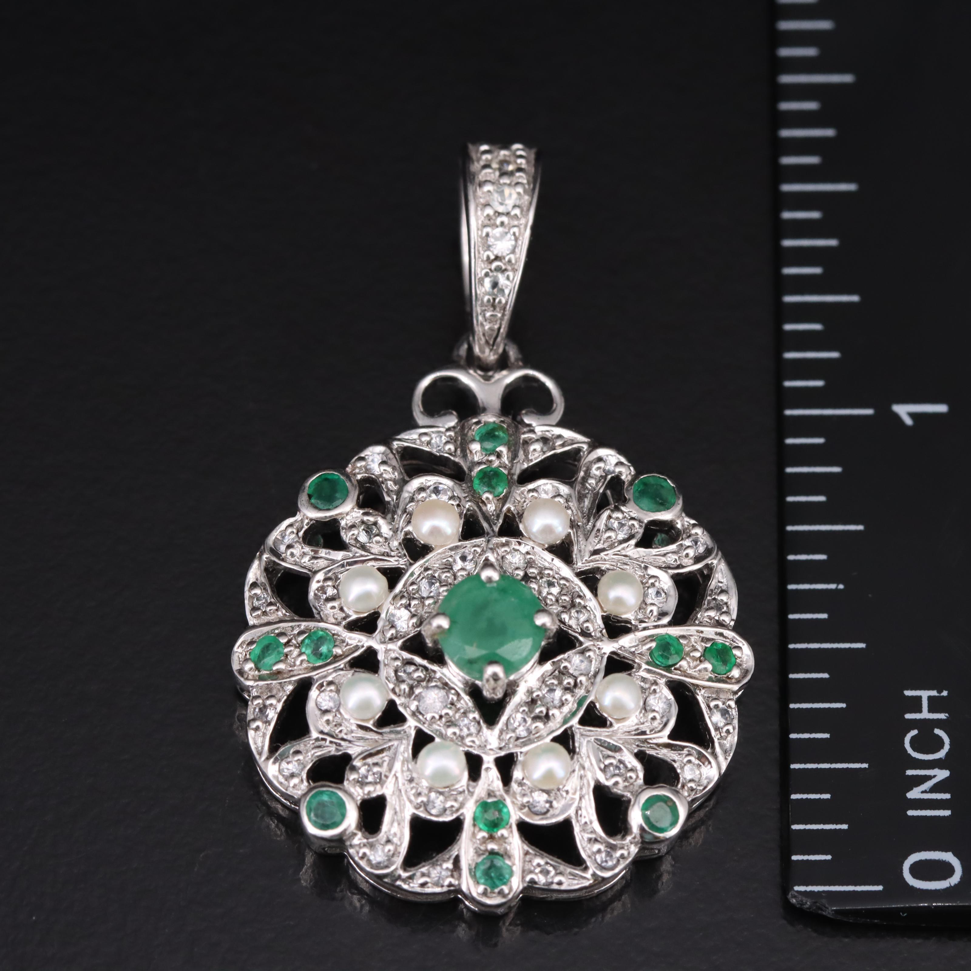Sterling Diamond, Emerald and Cubic Zirconia Jewelry Selection