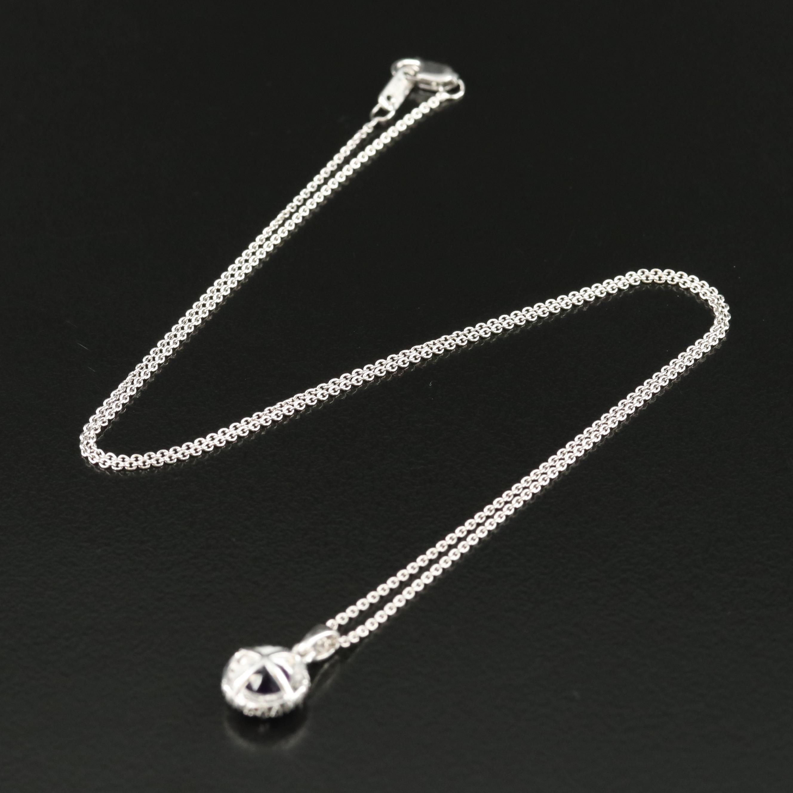 Sterling Amethyst and White Sapphire Pendant Necklace