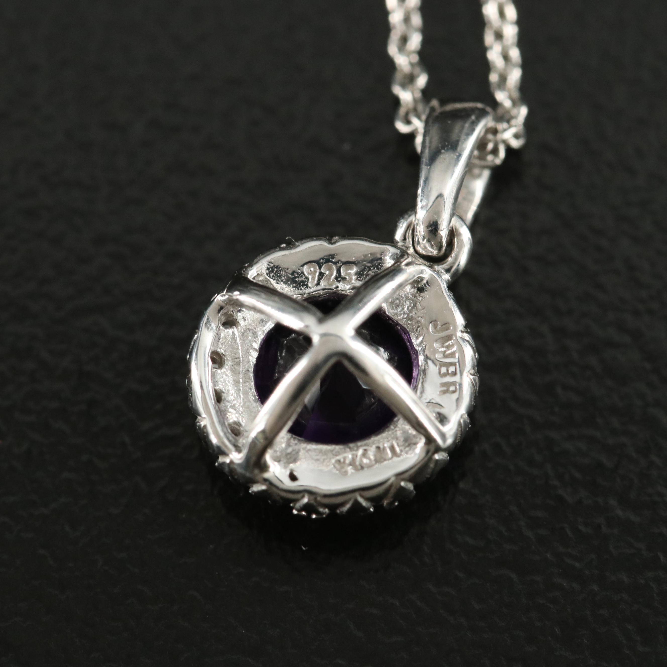 Sterling Amethyst and White Sapphire Pendant Necklace