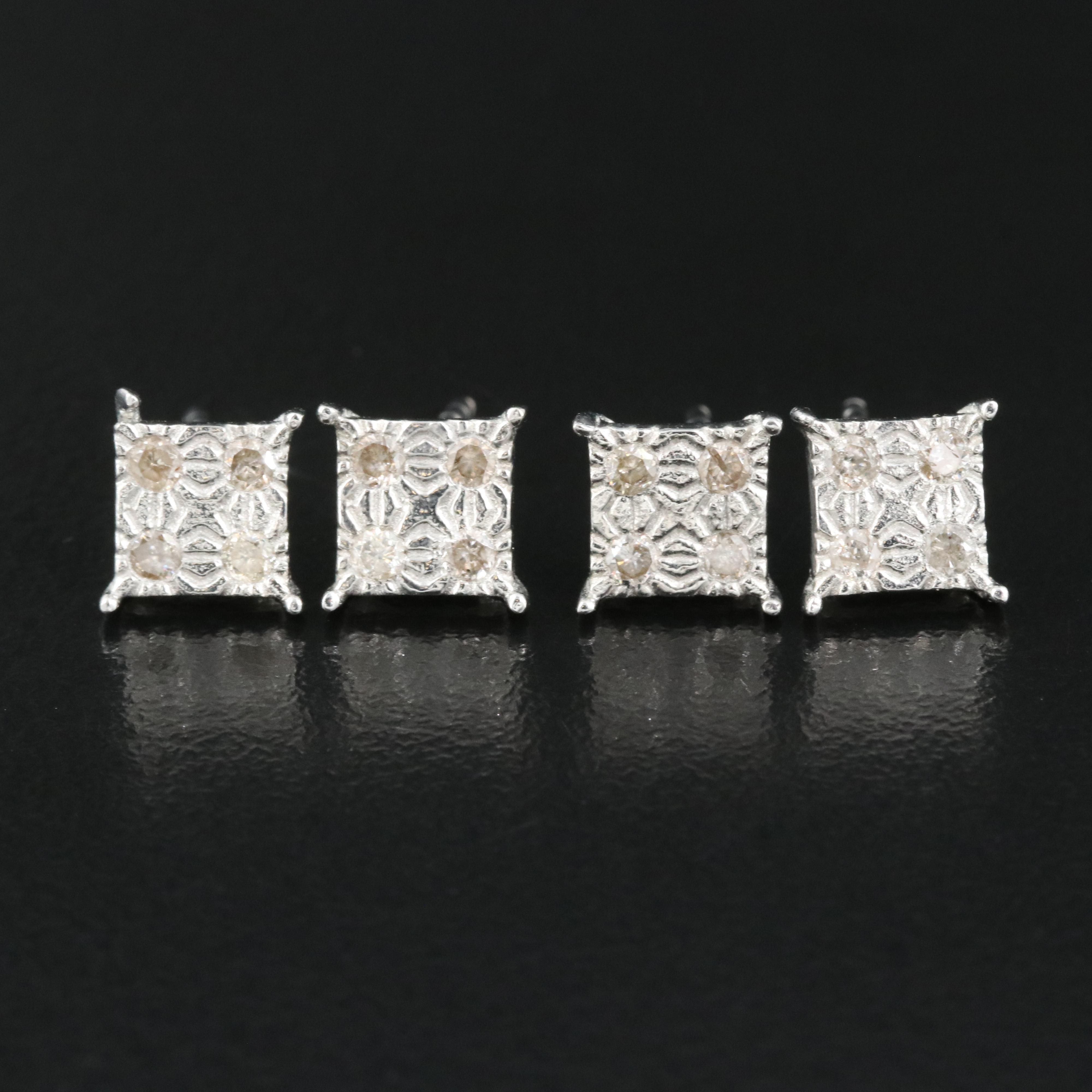 Sterling Diamond Stud Earrings