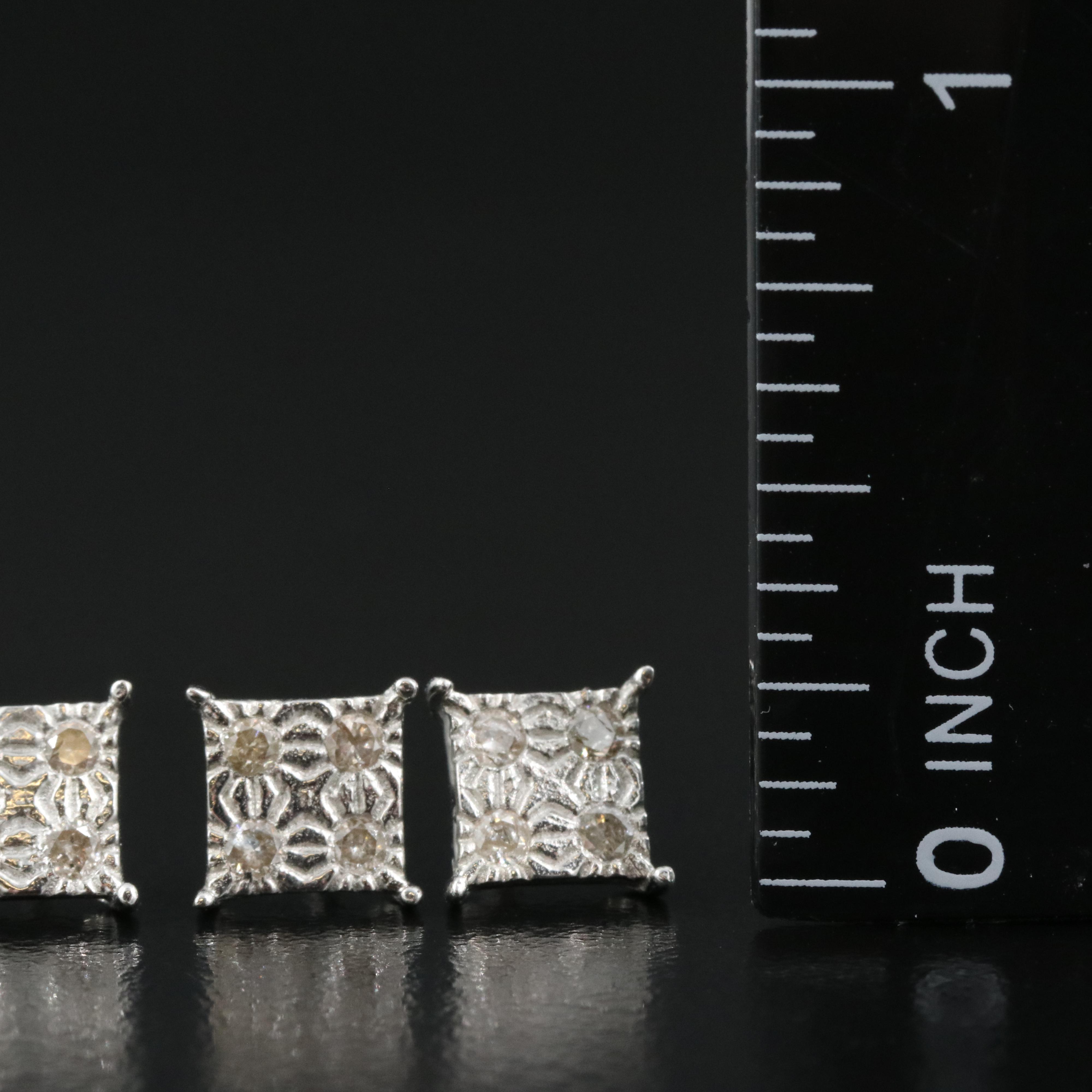 Sterling Diamond Stud Earrings