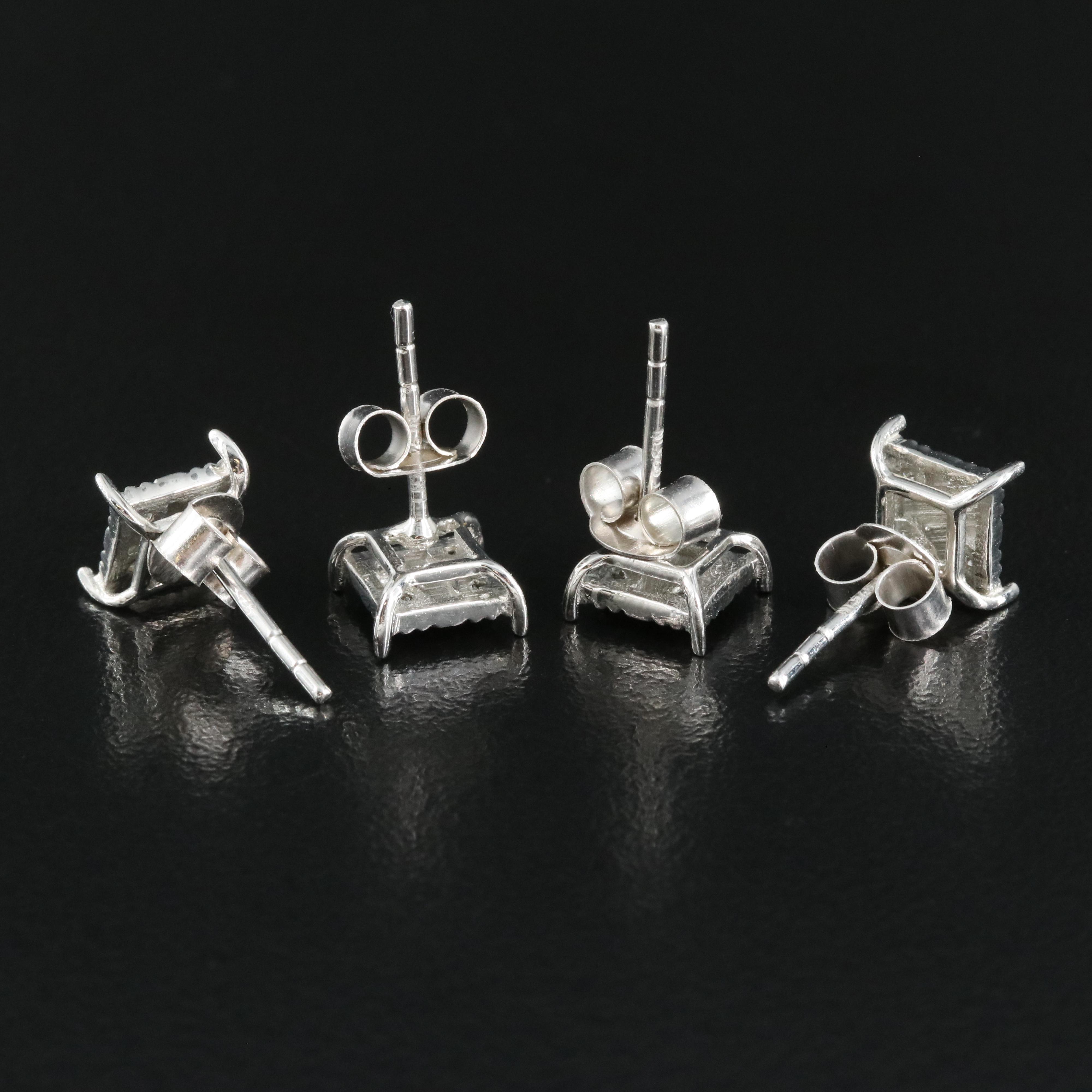 Sterling Diamond Stud Earrings