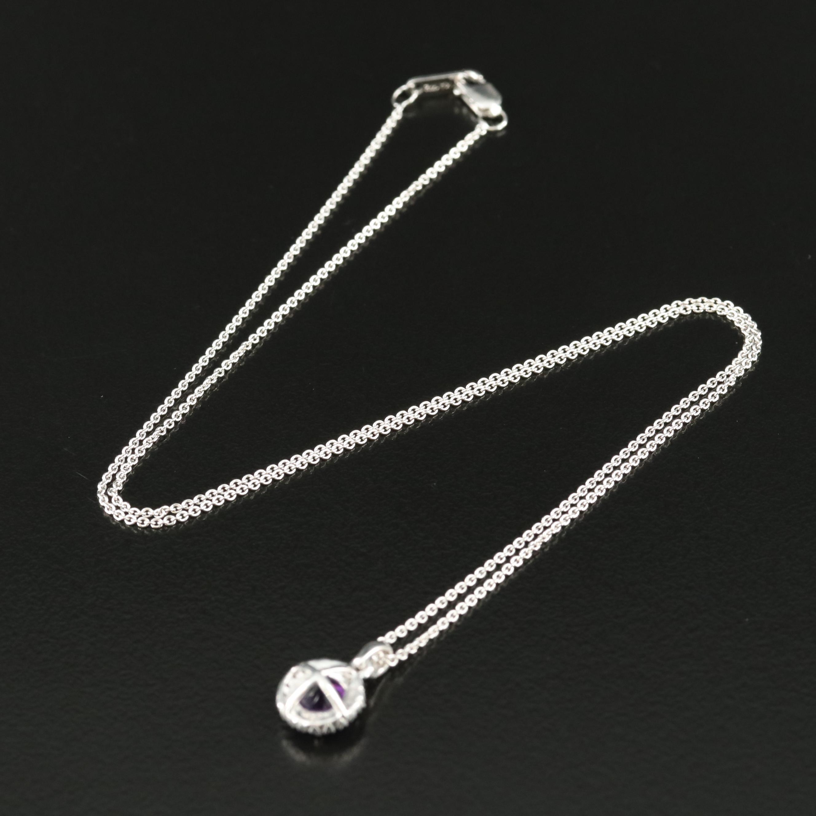 Sterling Amethyst and White Sapphire Pendant Necklace