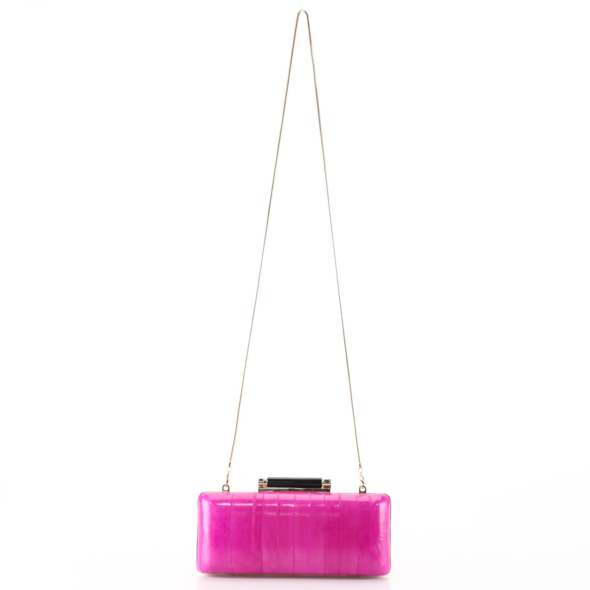 Diane von Furstenberg Tonda Minaudière in Eel Skin with Chain Strap