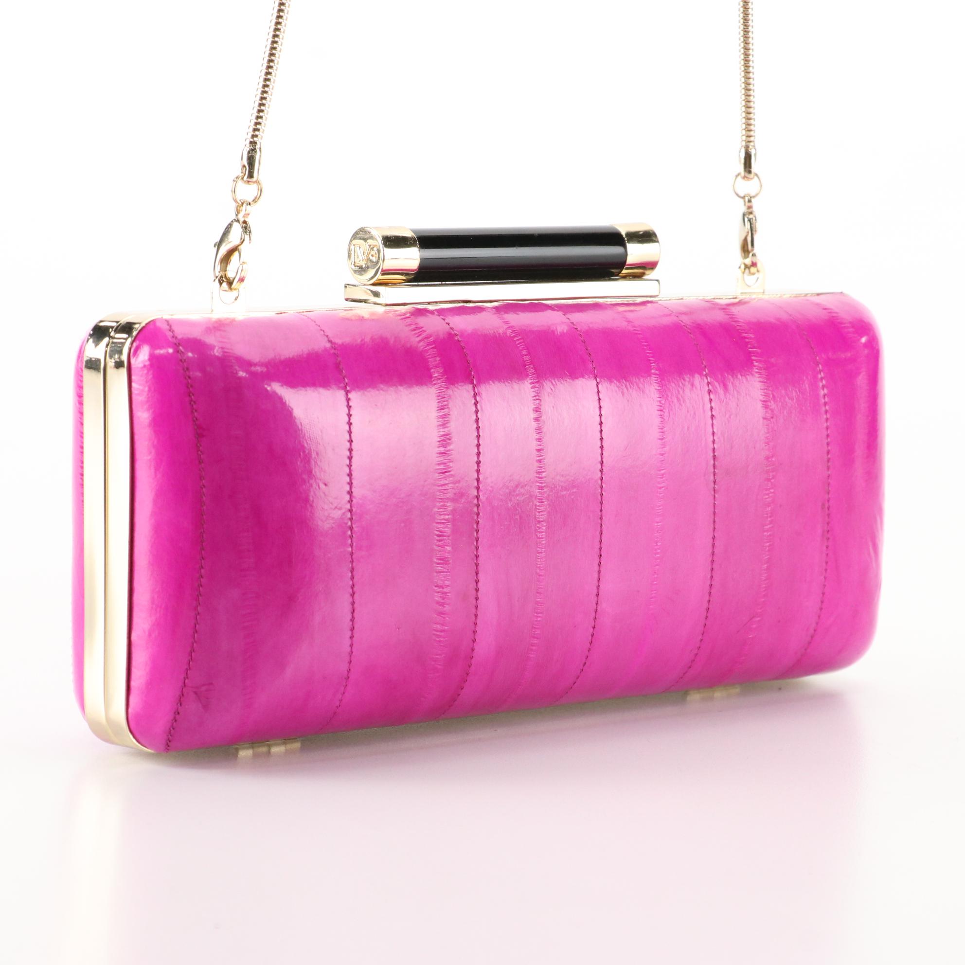 Diane von Furstenberg Tonda Minaudière in Eel Skin with Chain Strap