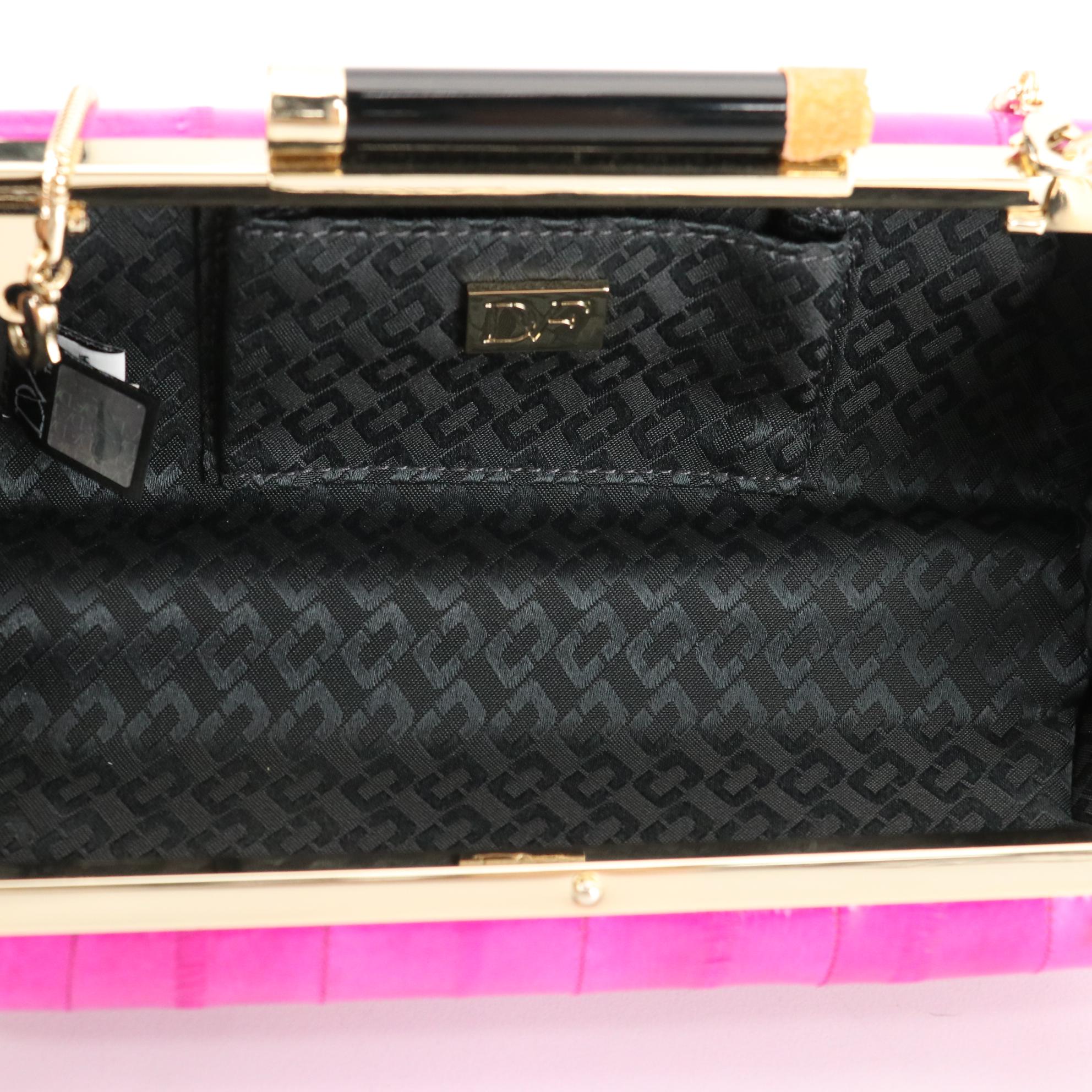 Diane von Furstenberg Tonda Minaudière in Eel Skin with Chain Strap